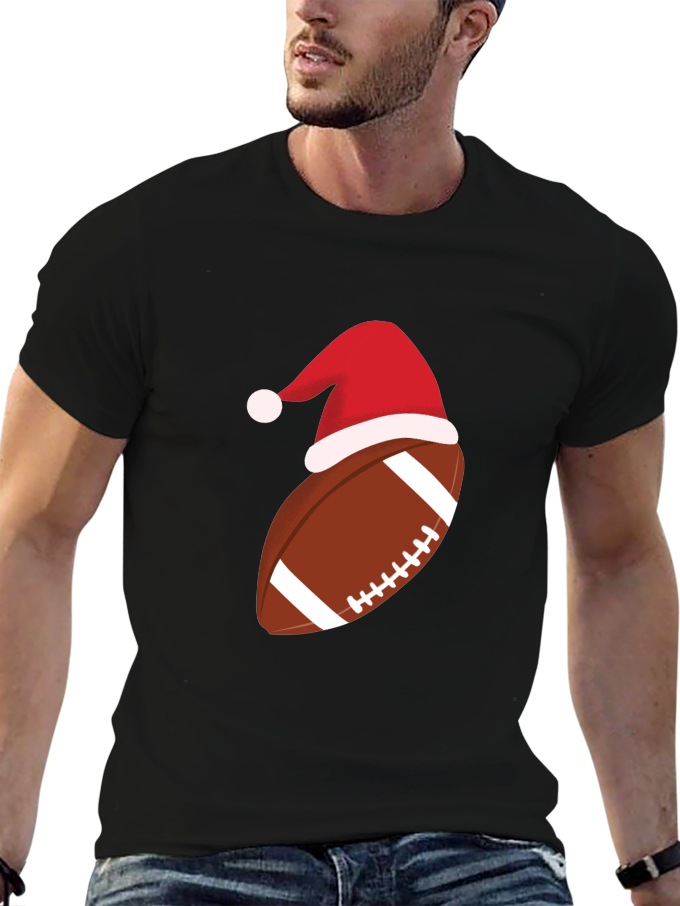 Festive Football Santa Hat T-Shirt