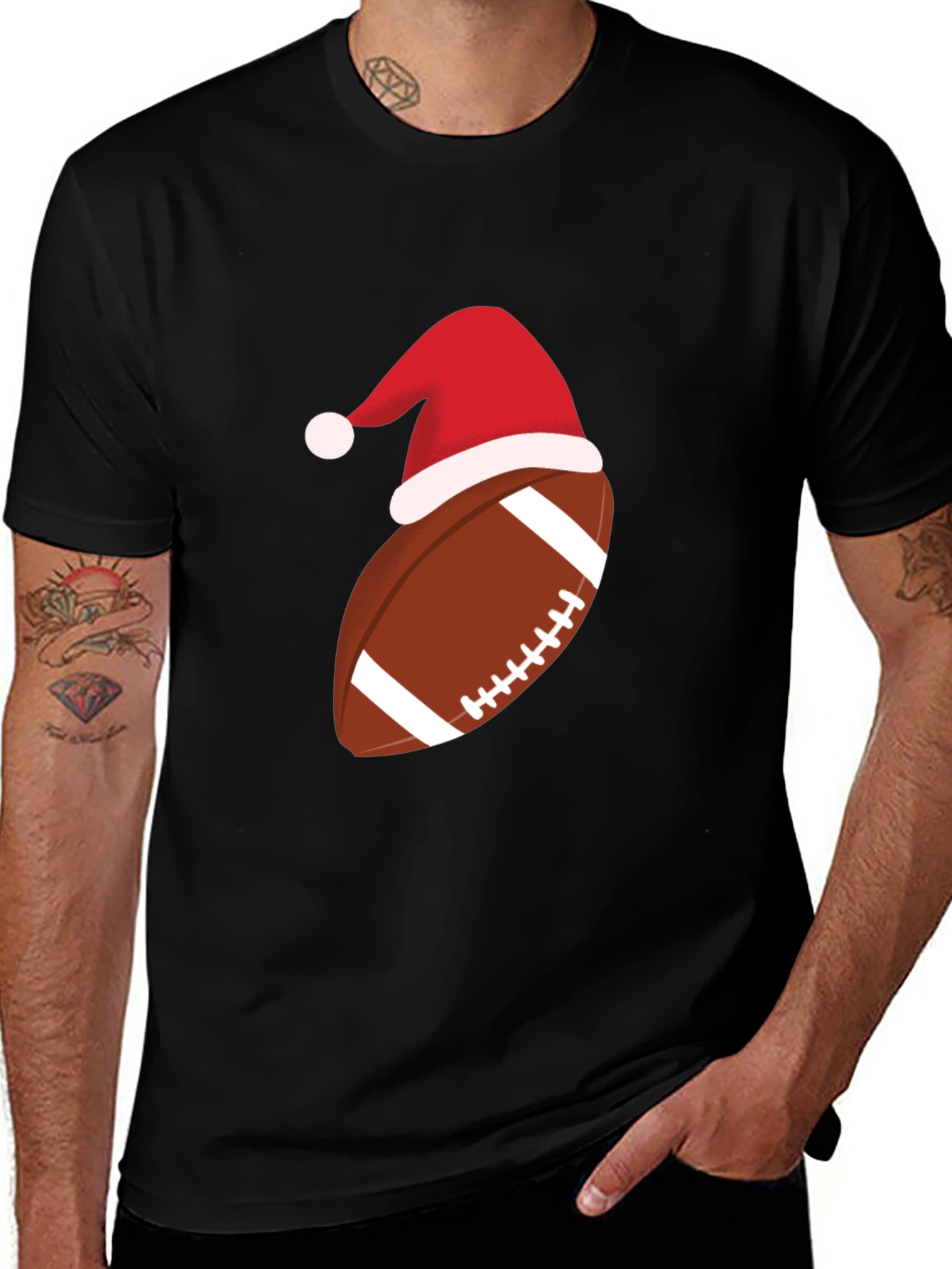 Festive Football Santa Hat T-Shirt