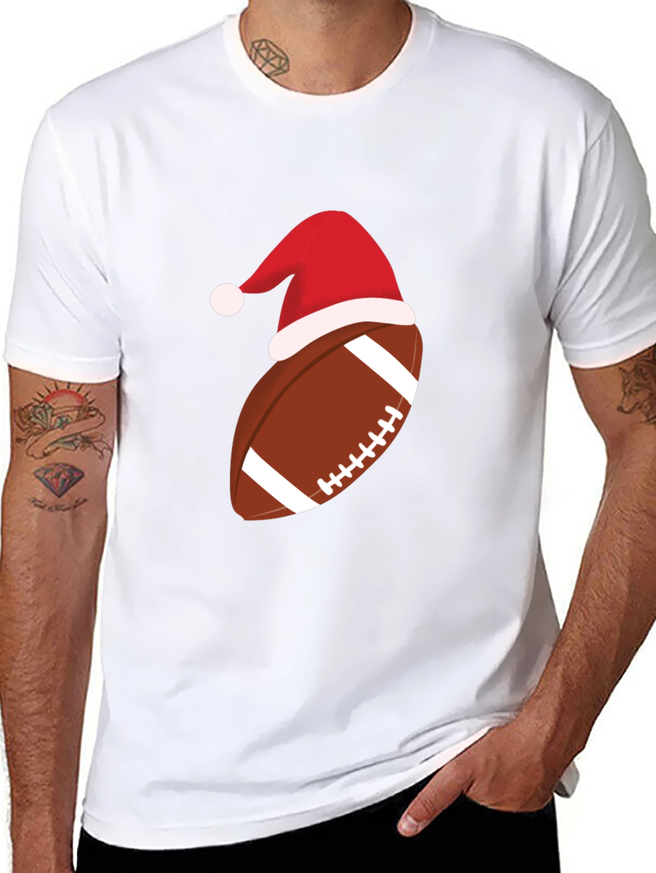 Festive Football Santa Hat T-Shirt
