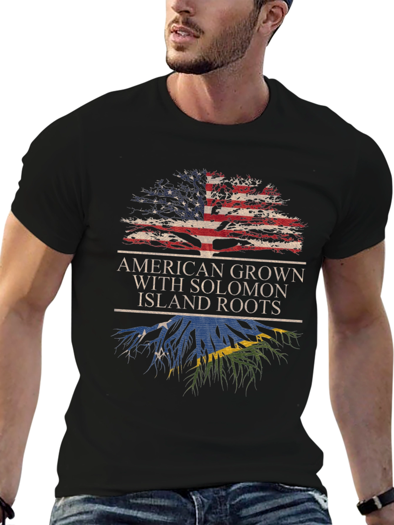 American Grown with Solomon Island Roots T-Shirt