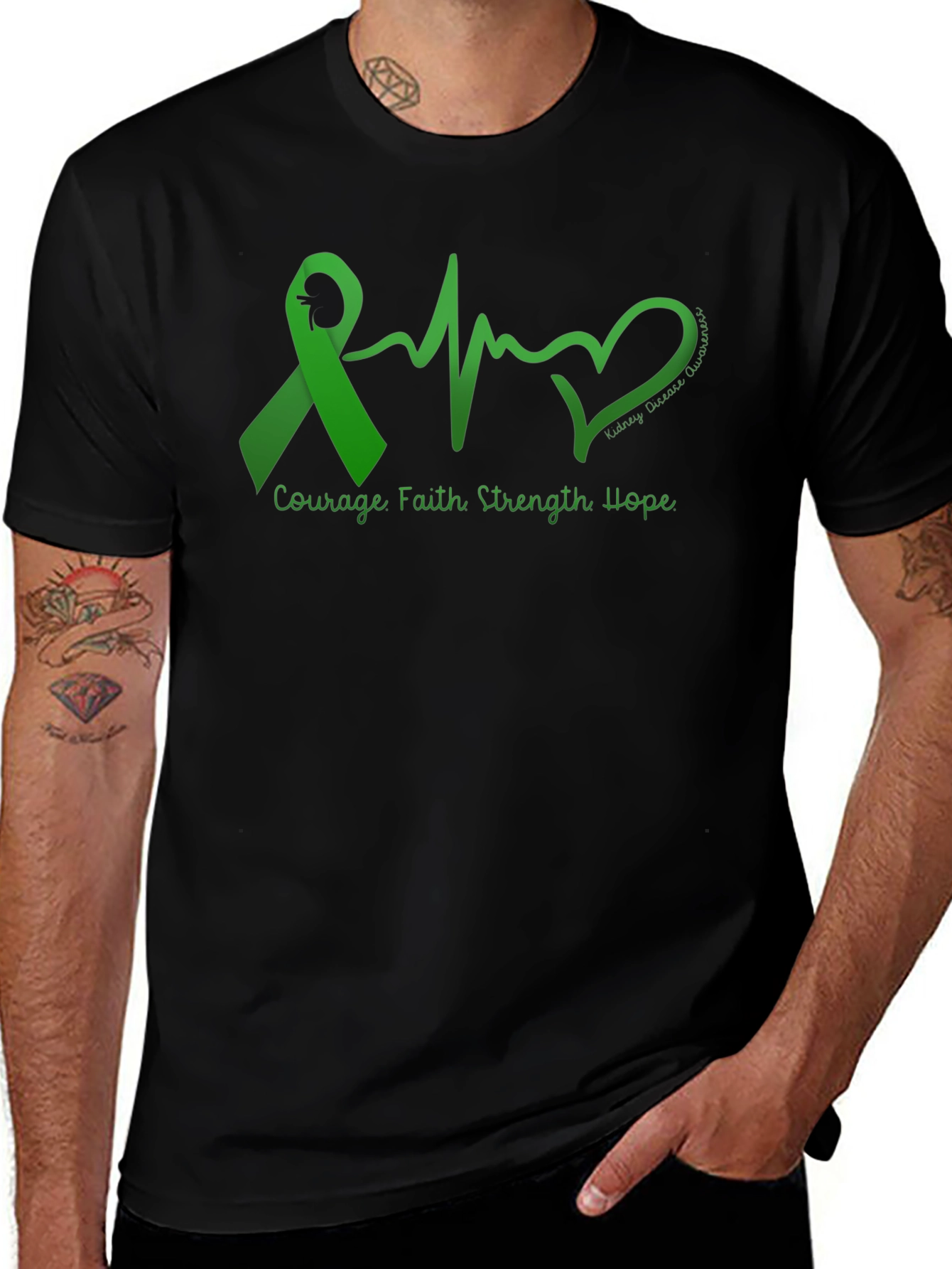 Kidney Disease Awareness T-Shirt - Courage Hope Strength