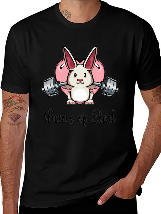 Buns of Steel Bunny Weightlifting Graphic T-Shirt