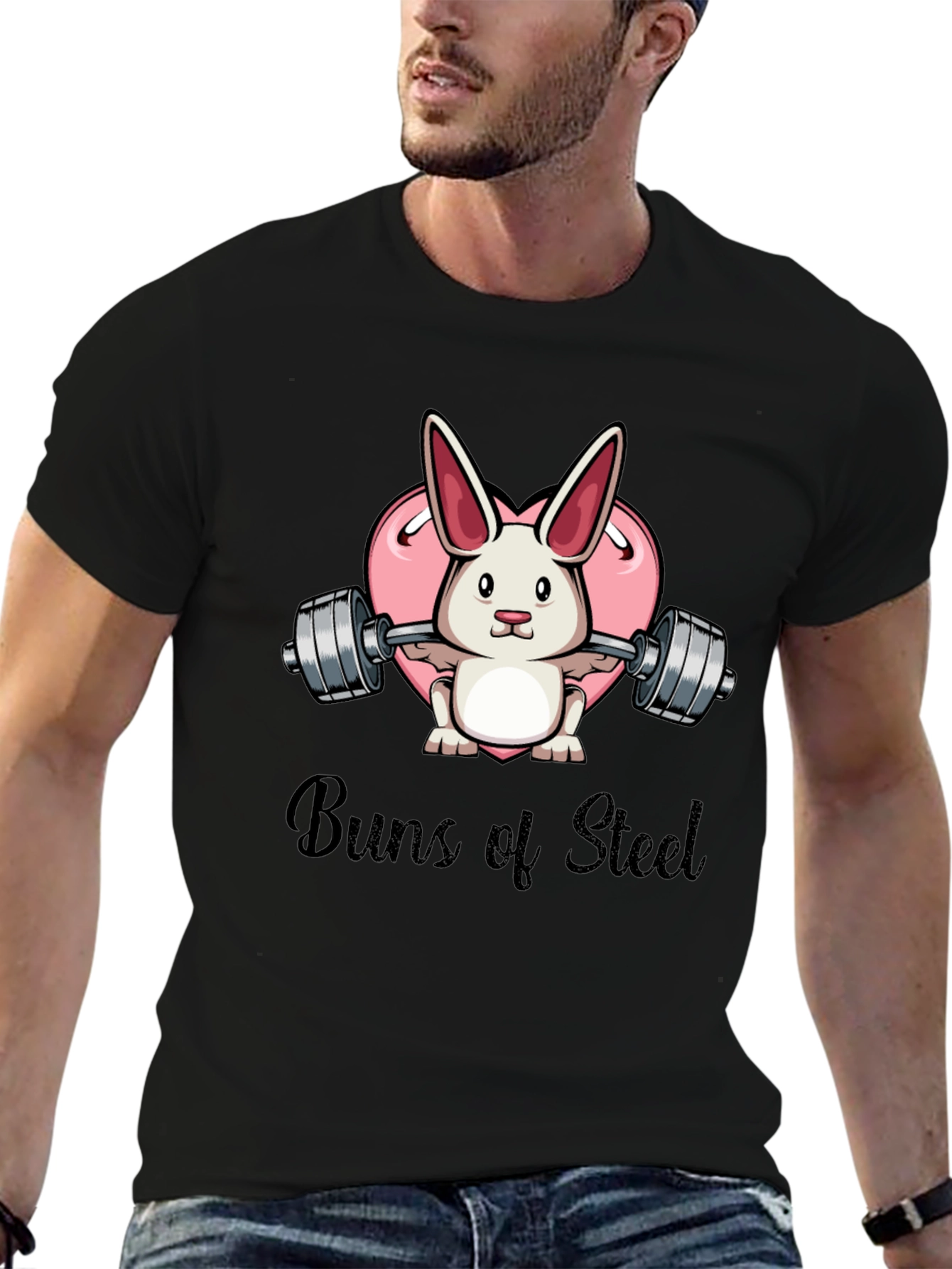 Buns of Steel Bunny Weightlifting Graphic T-Shirt