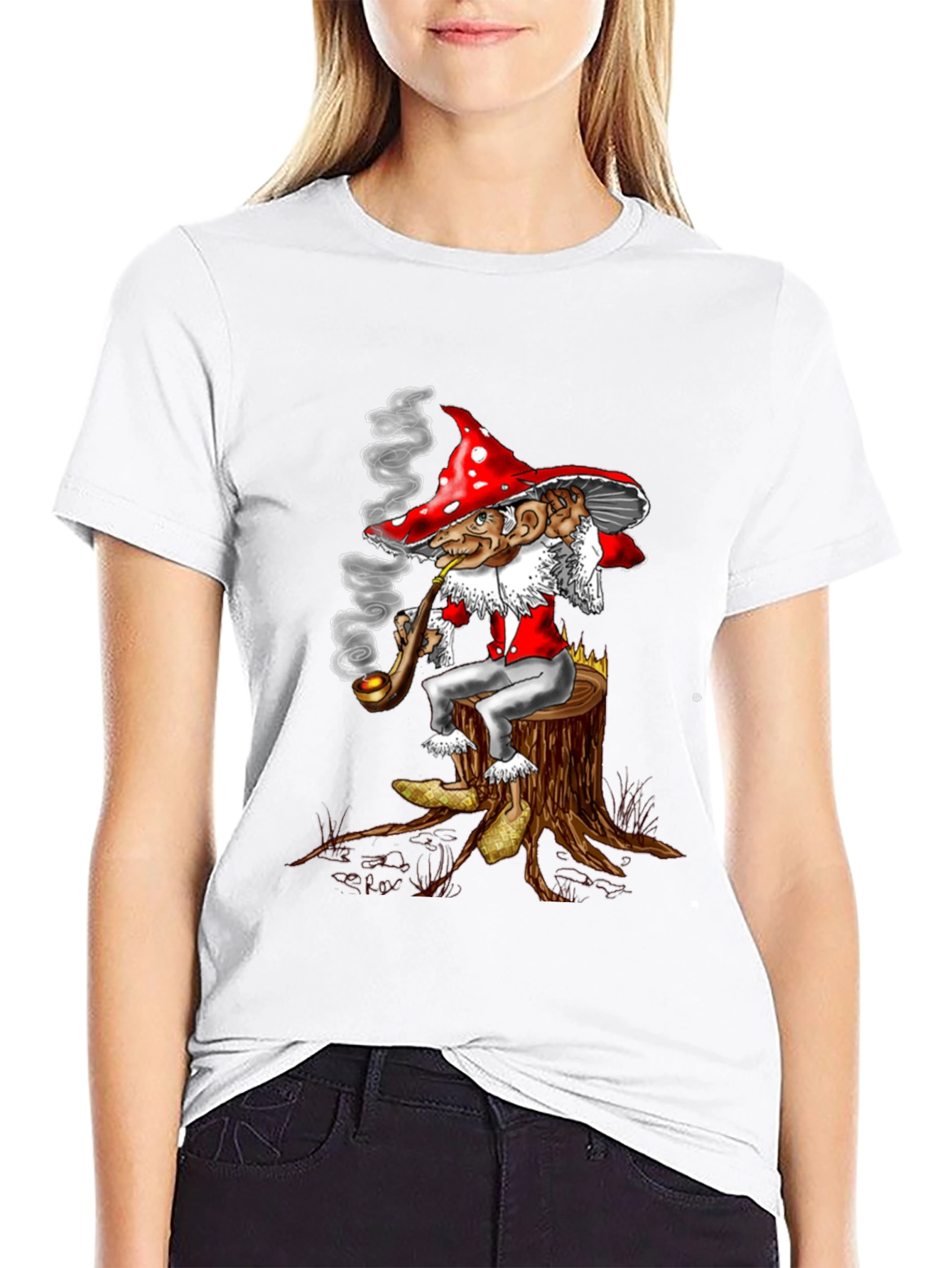 Mushroom Gnome Tee - Whimsical Graphic Print