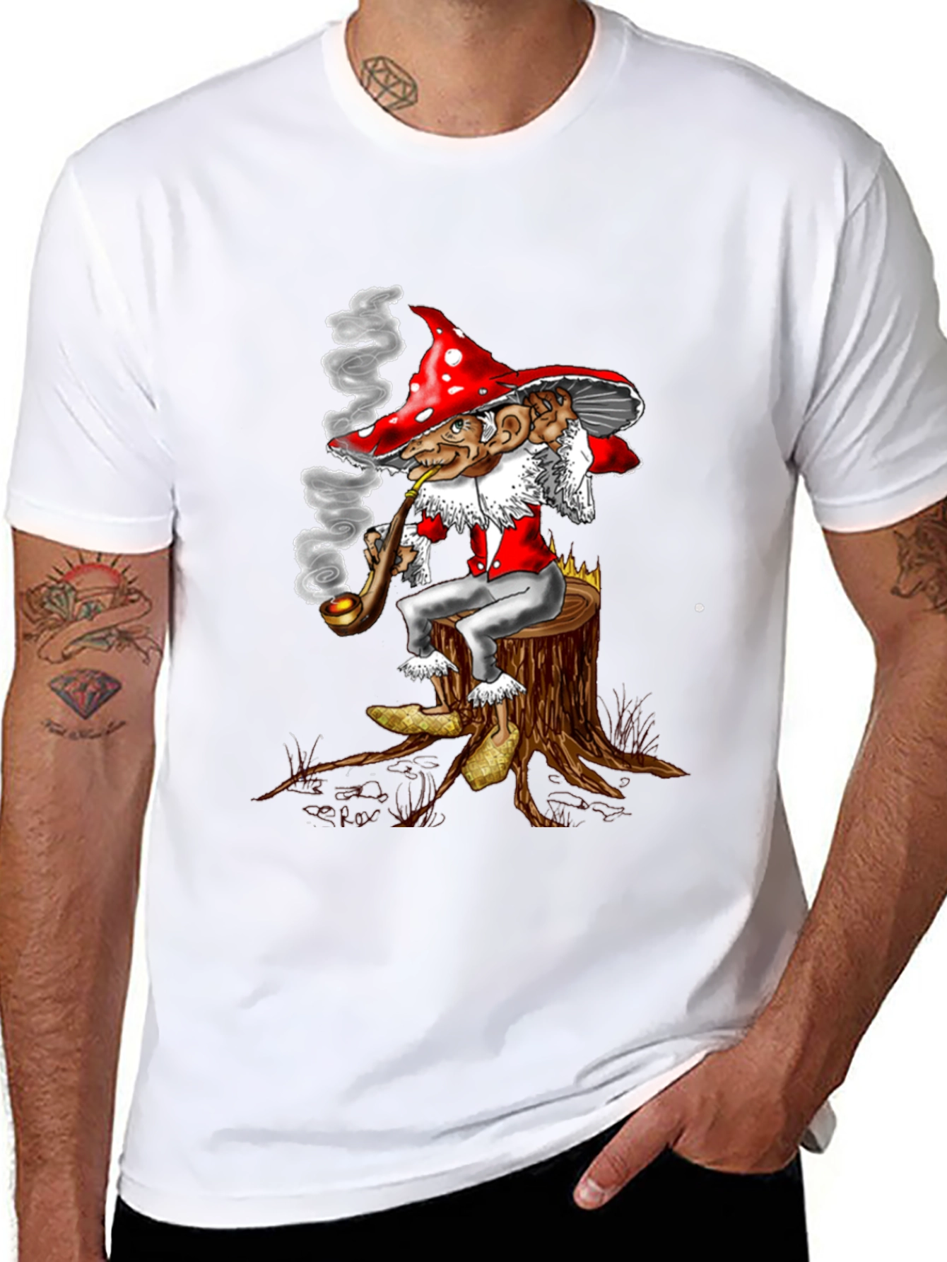 Mushroom Gnome Tee - Whimsical Graphic Print