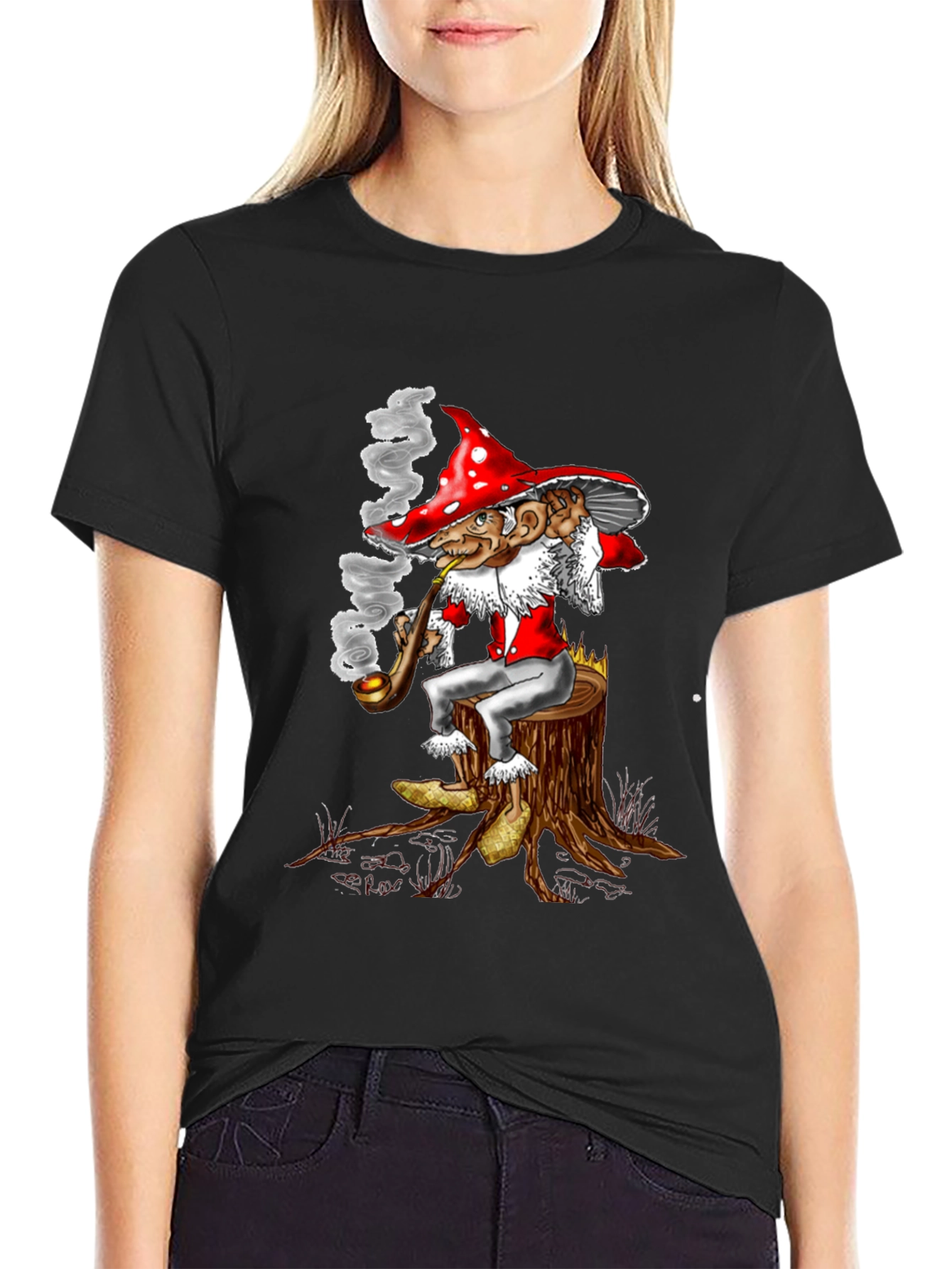 Mushroom Gnome Tee - Whimsical Graphic Print