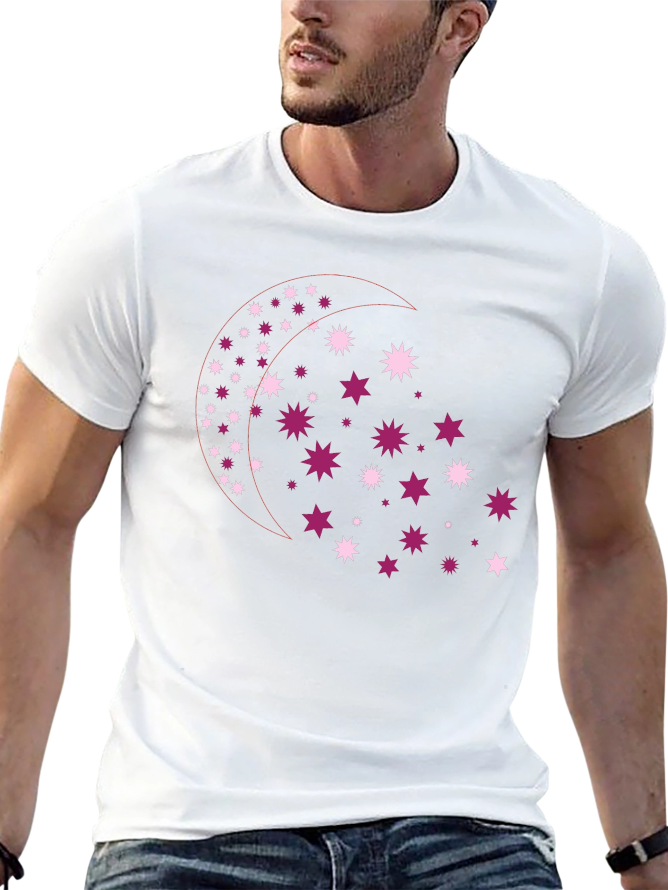 Celestial Star Moon Graphic Tee - Black
