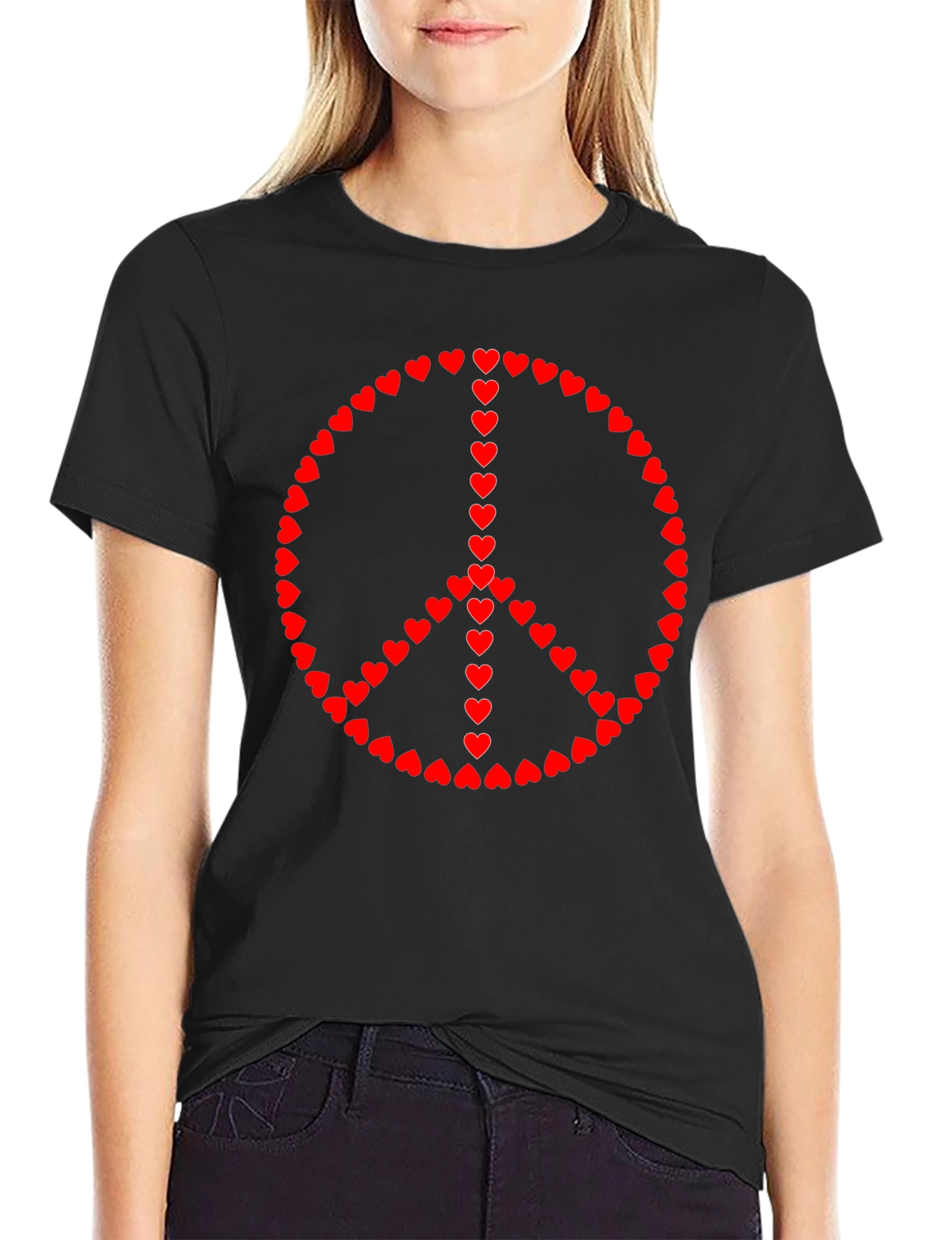 Heart Peace Sign Black T-Shirt