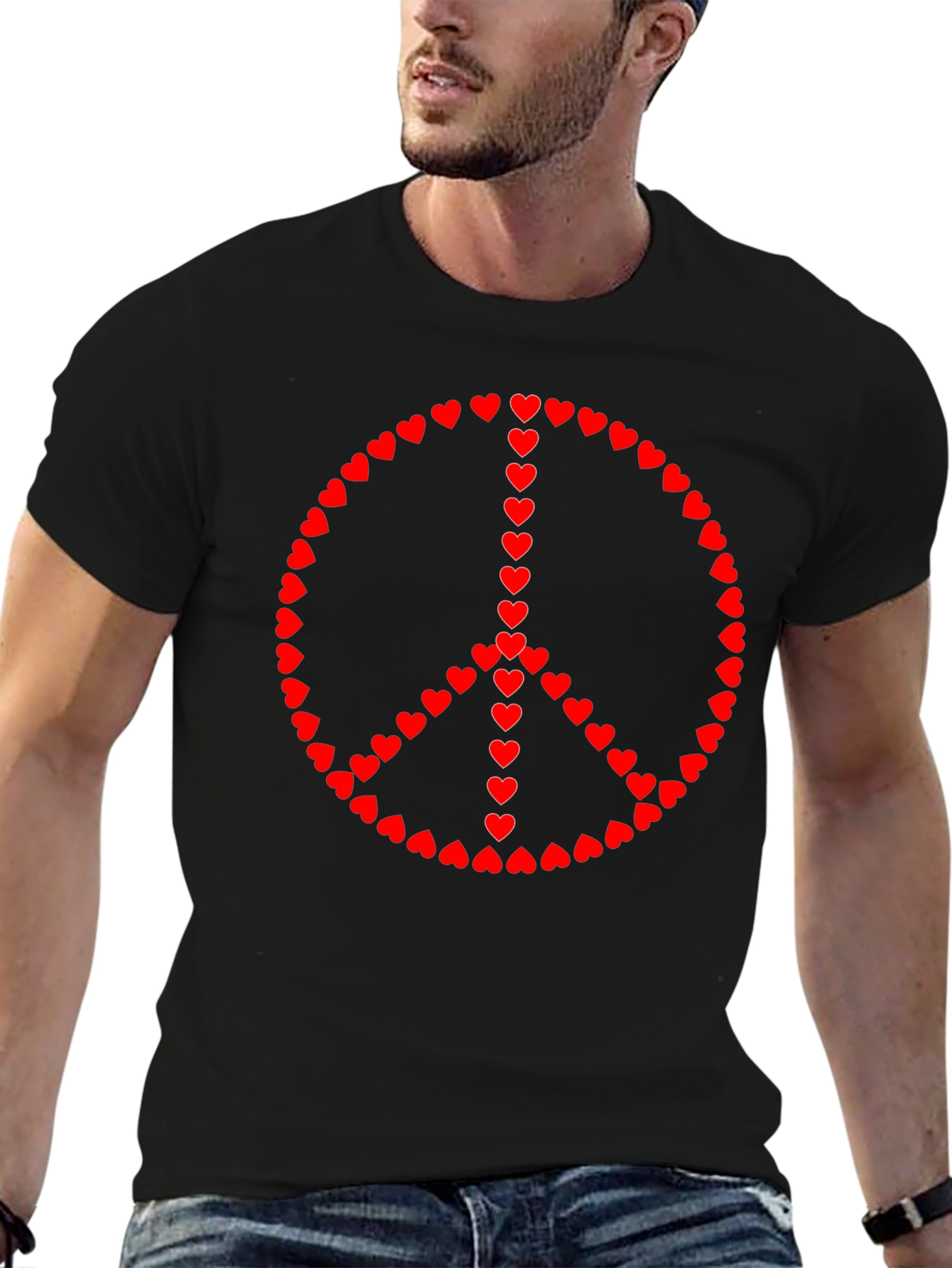Heart Peace Sign Black T-Shirt