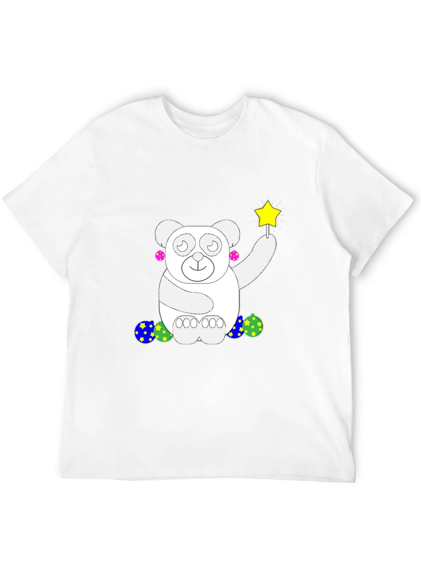Whimsical Bear Graphic Tee - Black Cotton Comfort