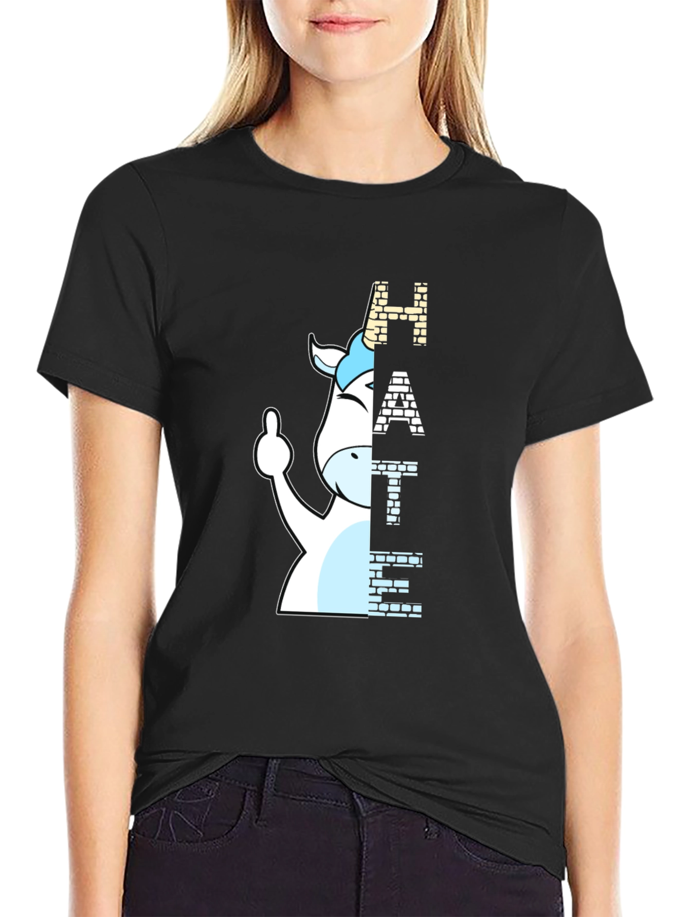 Funny Hate Unicorn Black T-Shirt