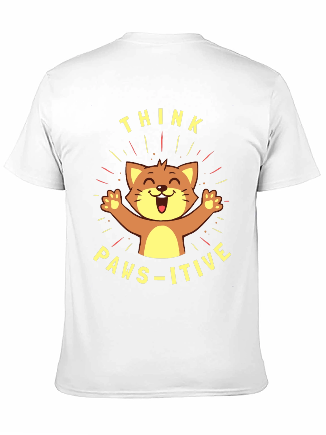 Think Paws-itive Cat Graphic Tee - Black Cotton T-Shirt