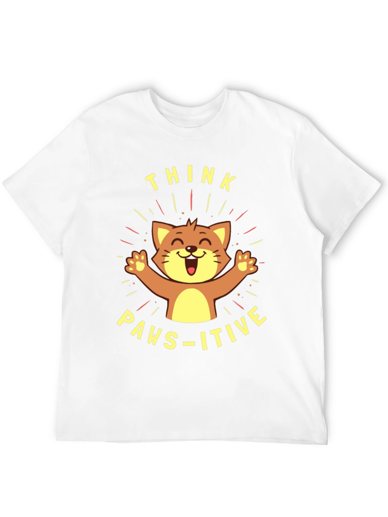 Think Paws-itive Cat Graphic Tee - Black Cotton T-Shirt
