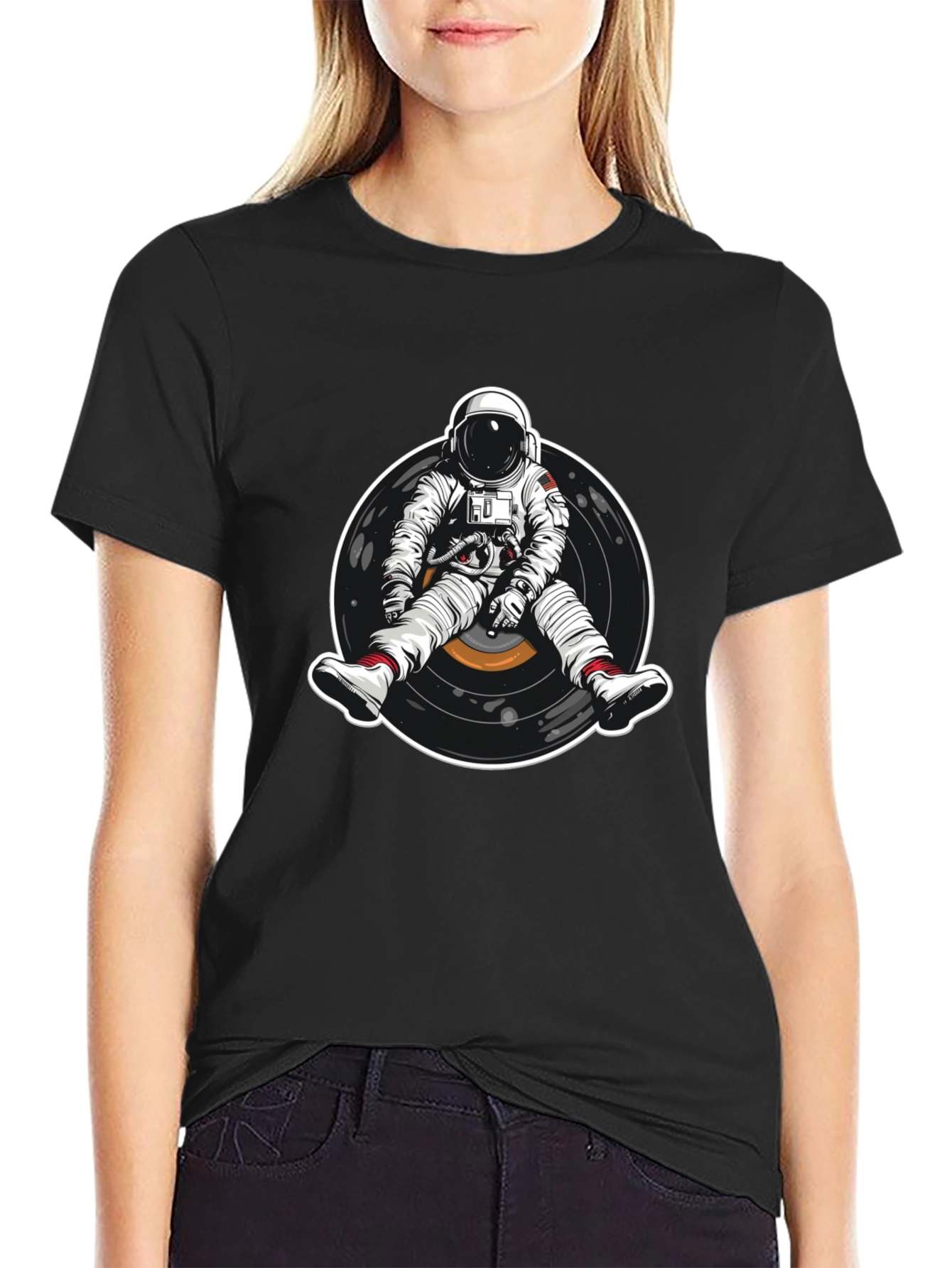 Astronaut Vinyl Record Graphic T-Shirt
