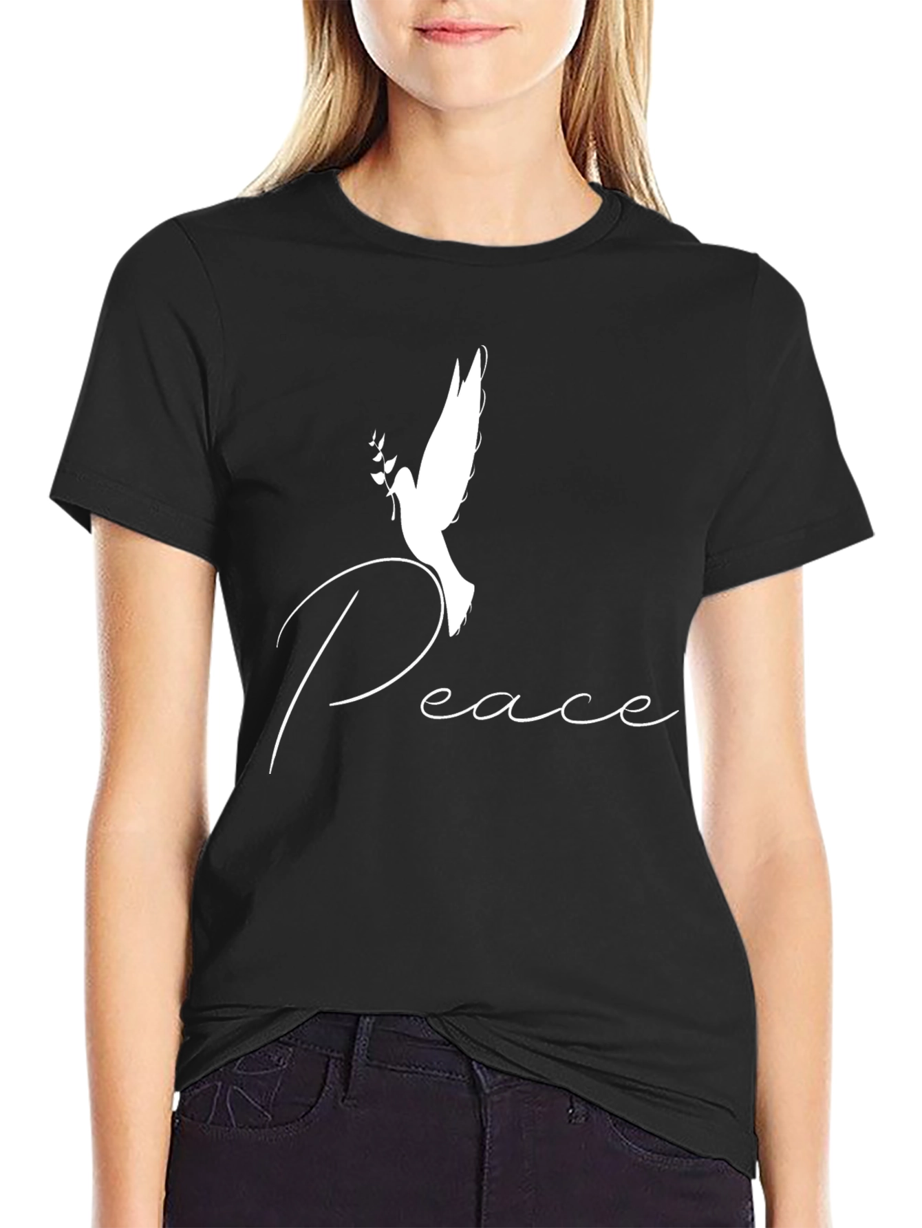 Peace Dove Graphic Black T-Shirt
