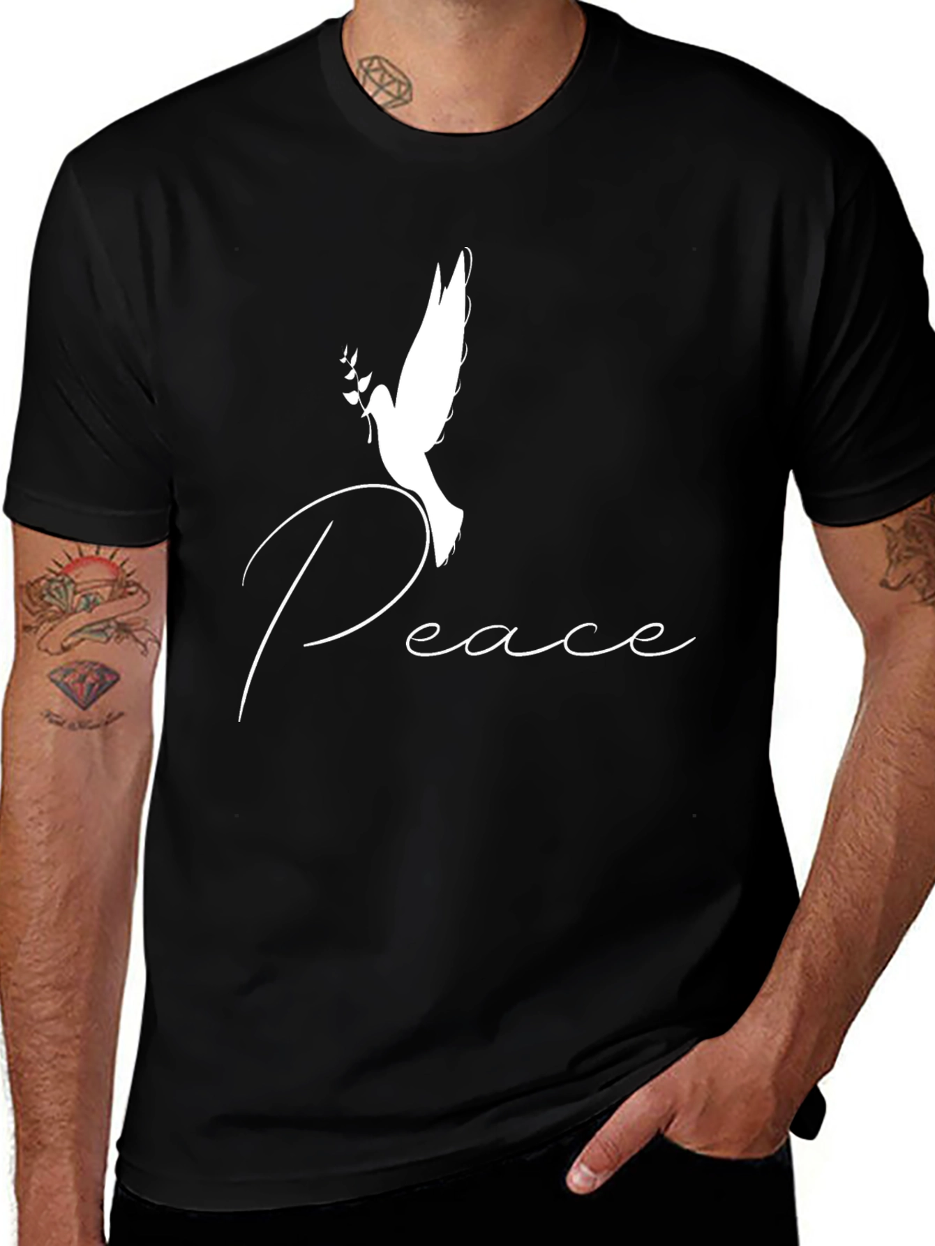 Peace Dove Graphic Black T-Shirt