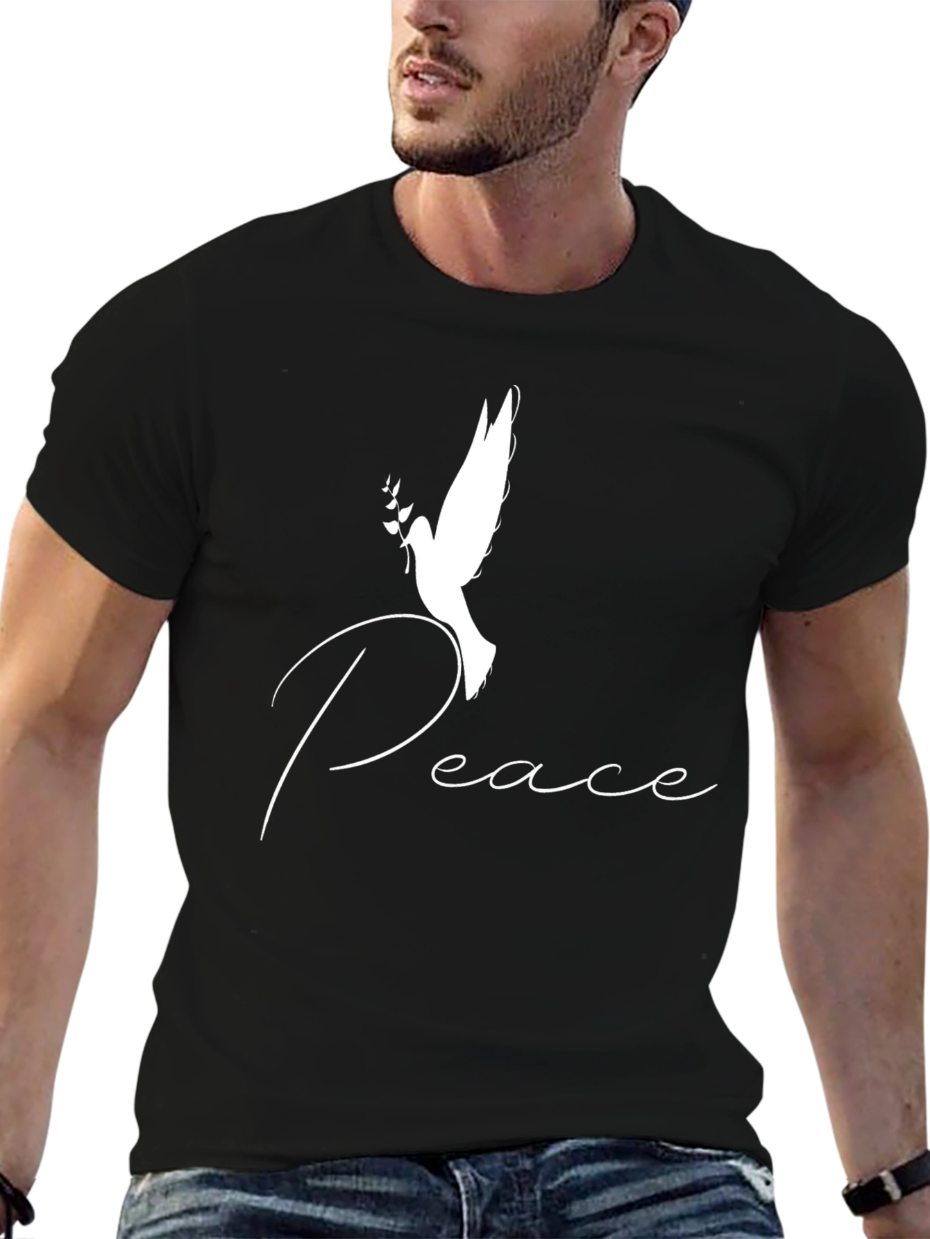 Peace Dove Graphic Black T-Shirt