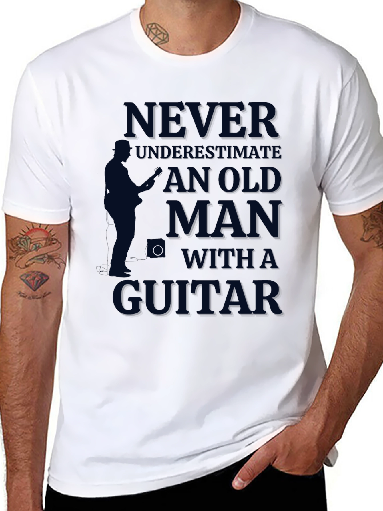 Old Man Guitar Player Graphic T-Shirt