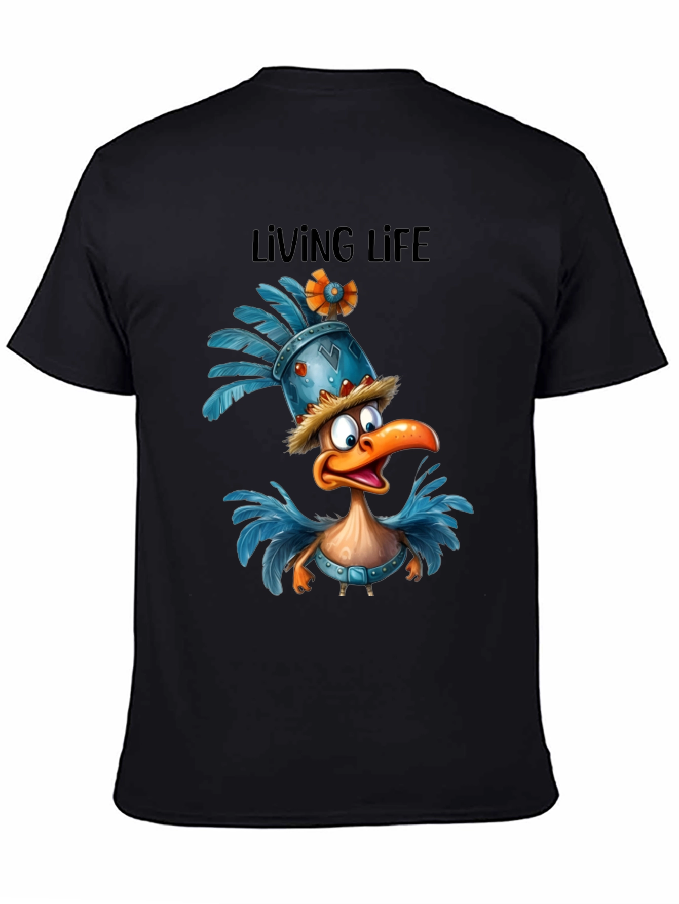 Living Life Cartoon Duck Graphic T-Shirt
