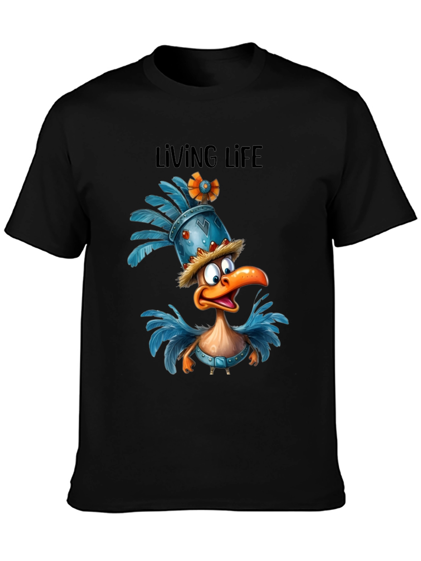 Living Life Cartoon Duck Graphic T-Shirt
