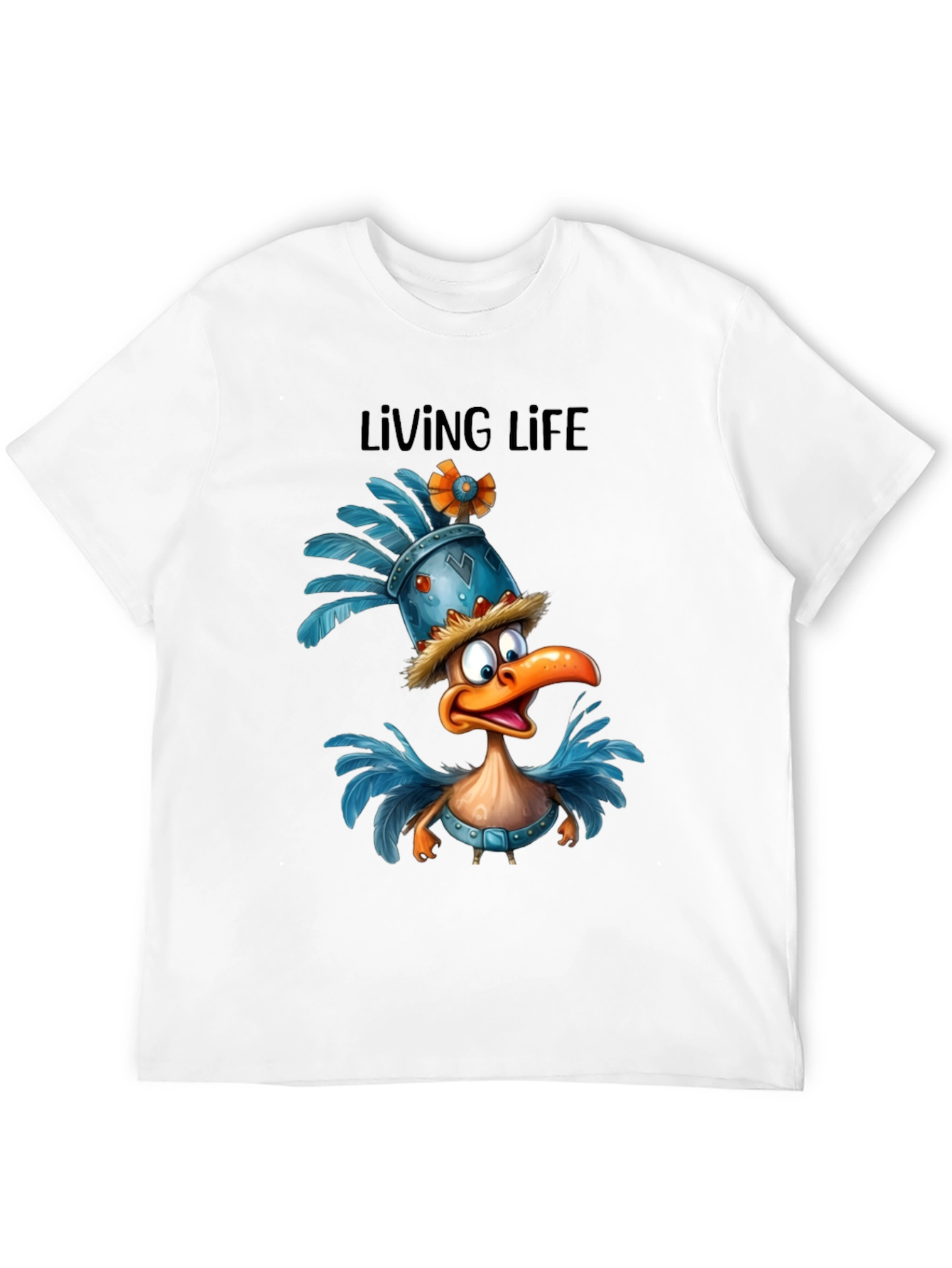 Living Life Cartoon Duck Graphic T-Shirt