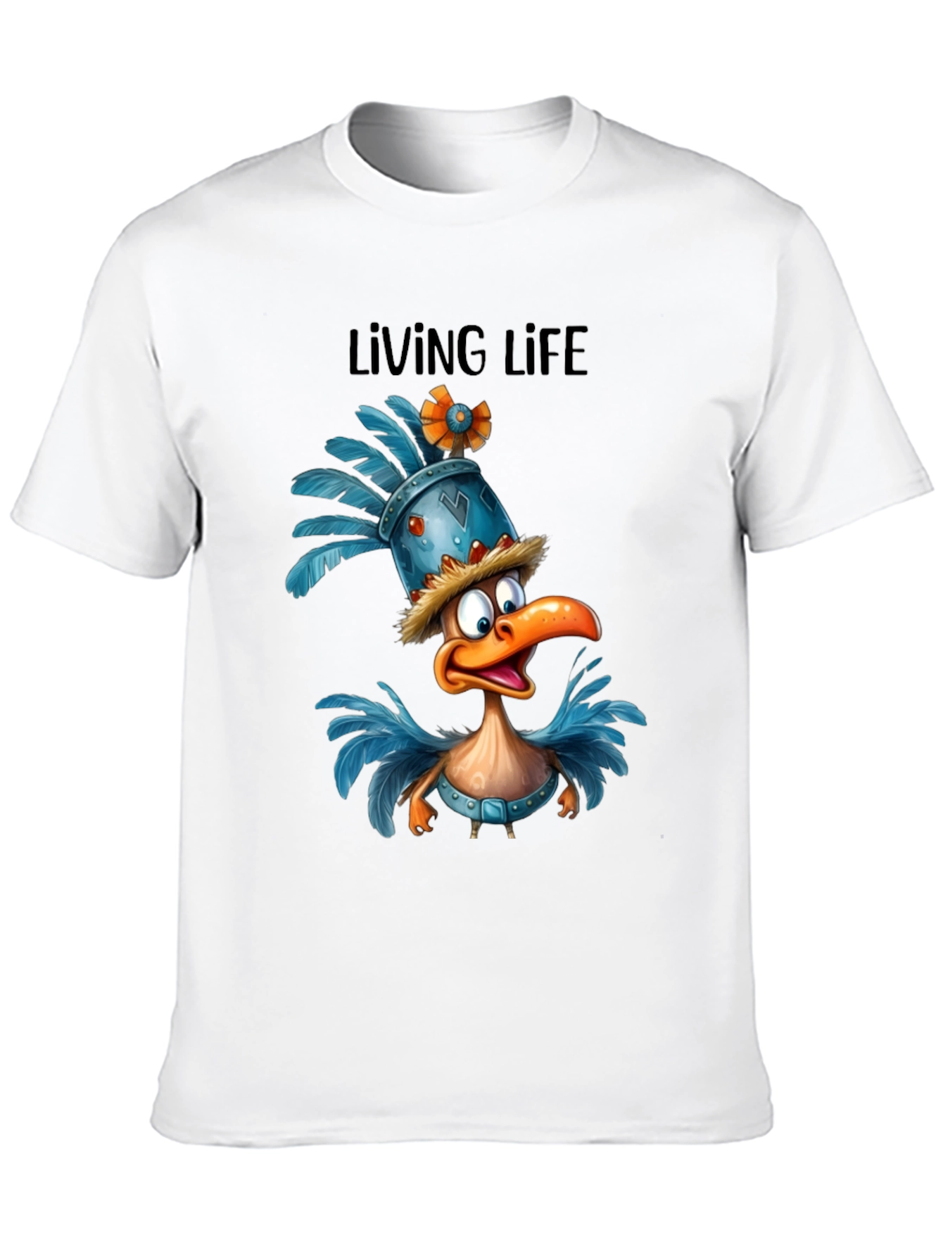 Living Life Cartoon Duck Graphic T-Shirt