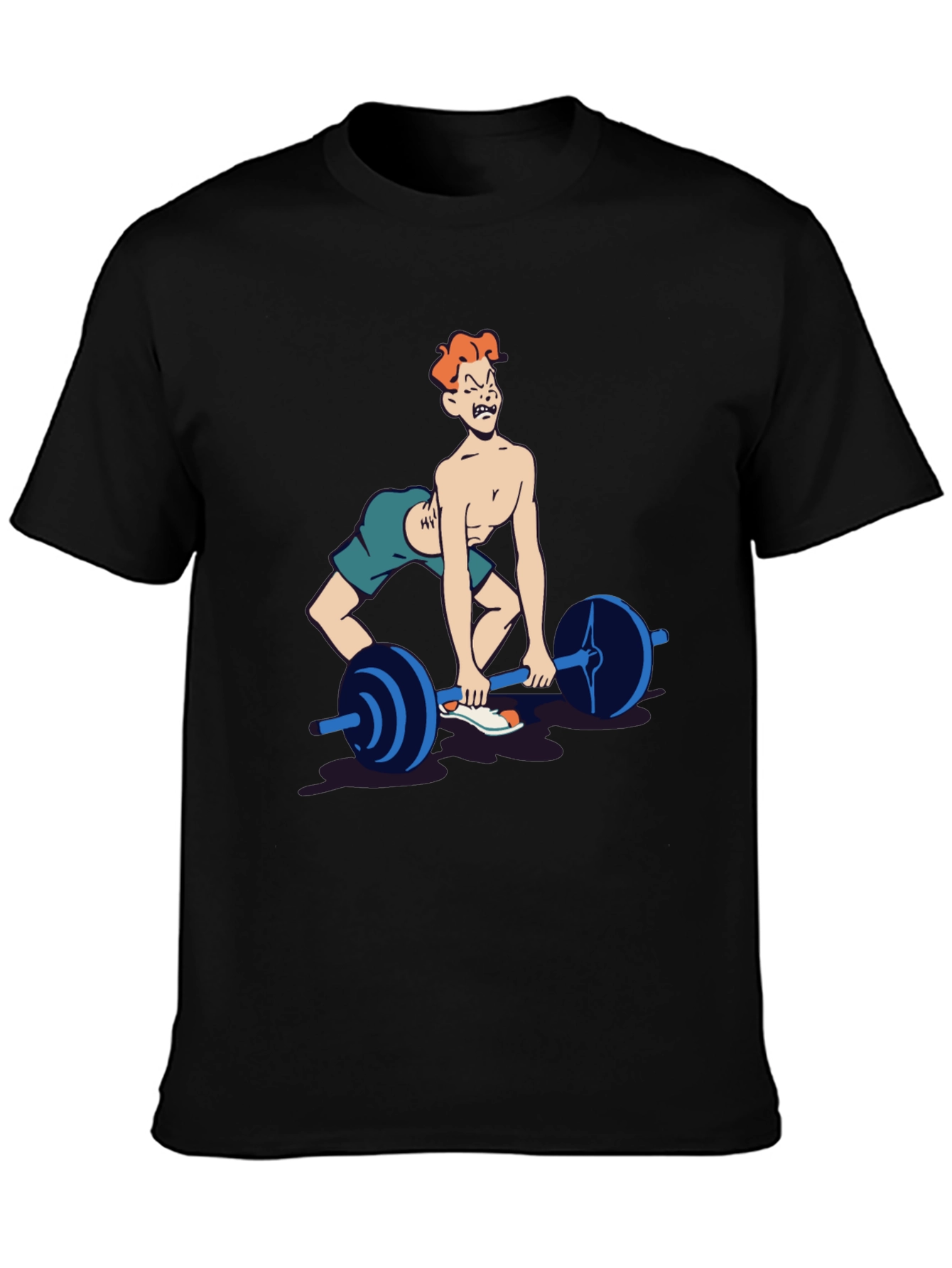 Funny Weightlifting Cartoon Graphic Tee