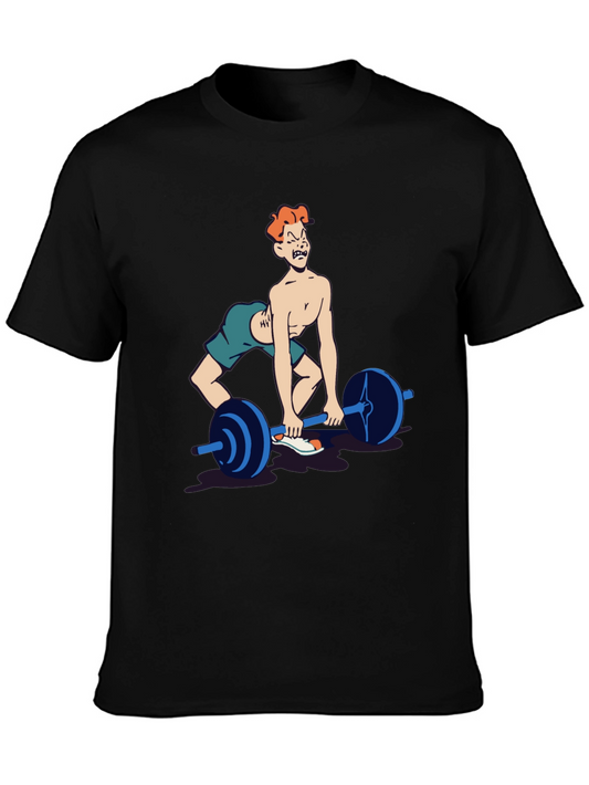 Funny Weightlifting Cartoon Graphic Tee