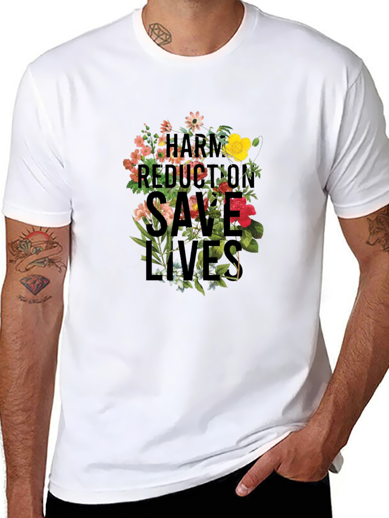 Harm Reduction Saves Lives Floral Tee