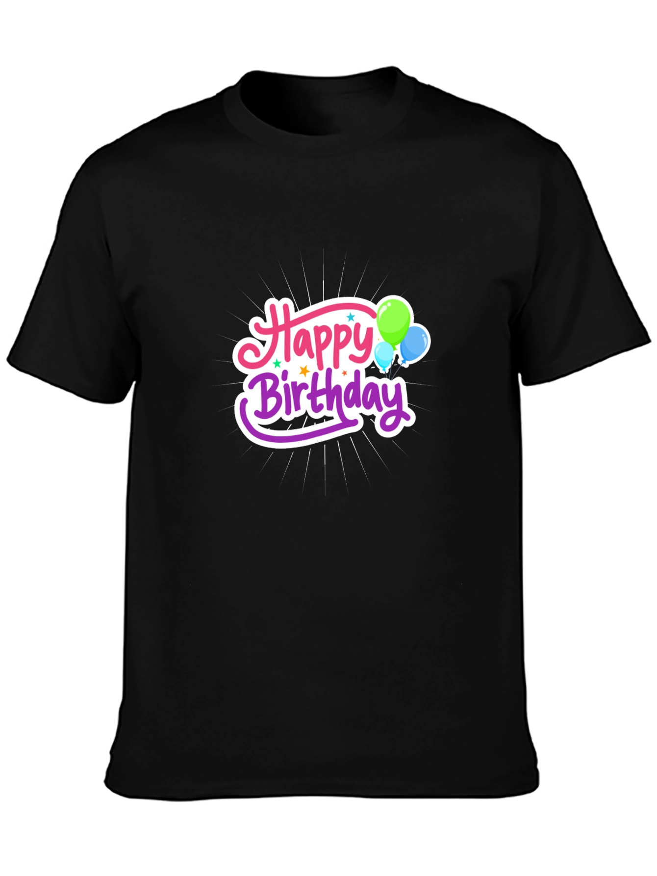 Happy Birthday Graphic Black T-Shirt