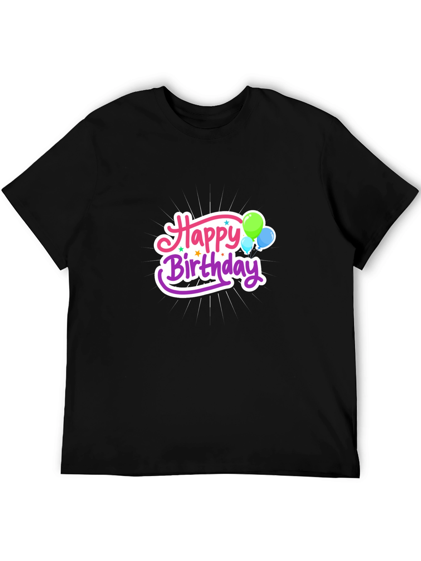 Happy Birthday Graphic Black T-Shirt
