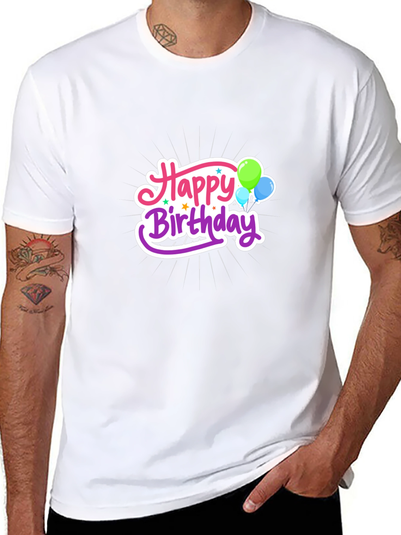 Happy Birthday Graphic Black T-Shirt