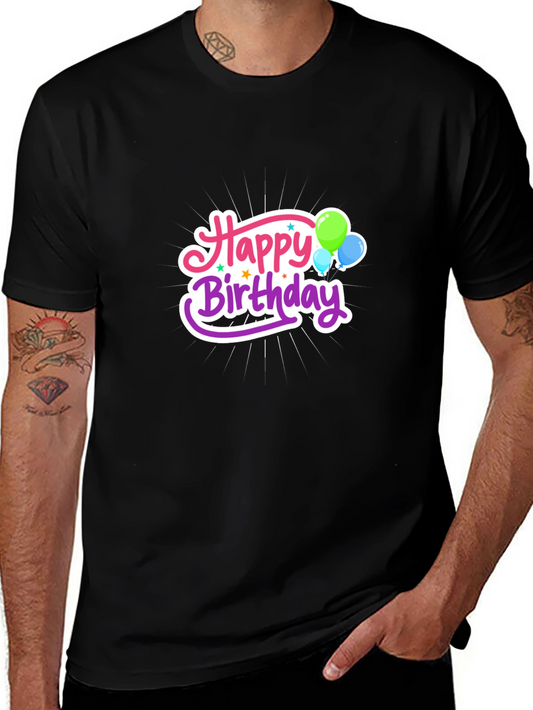 Happy Birthday Graphic Black T-Shirt