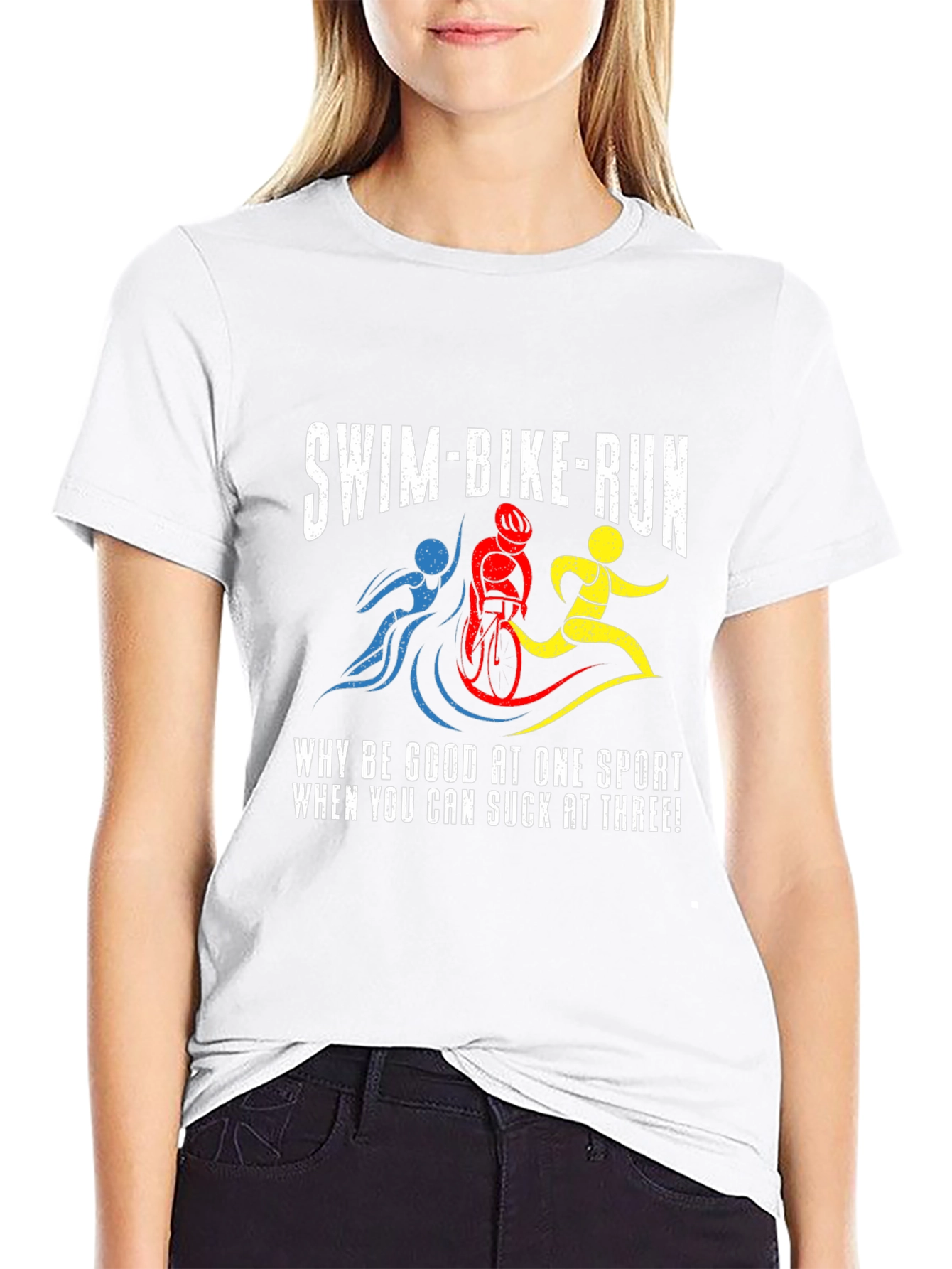 Swim-Bike-Run Black T-Shirt - Triathlon Humor