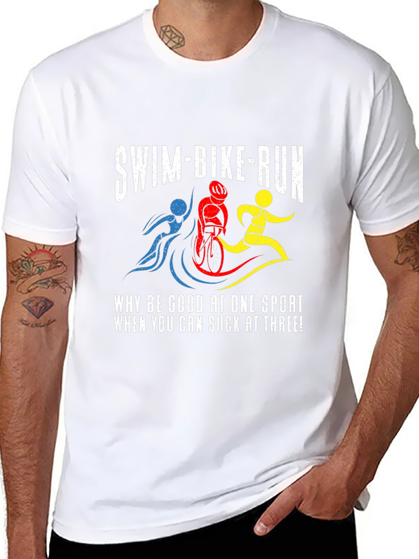 Swim-Bike-Run Black T-Shirt - Triathlon Humor