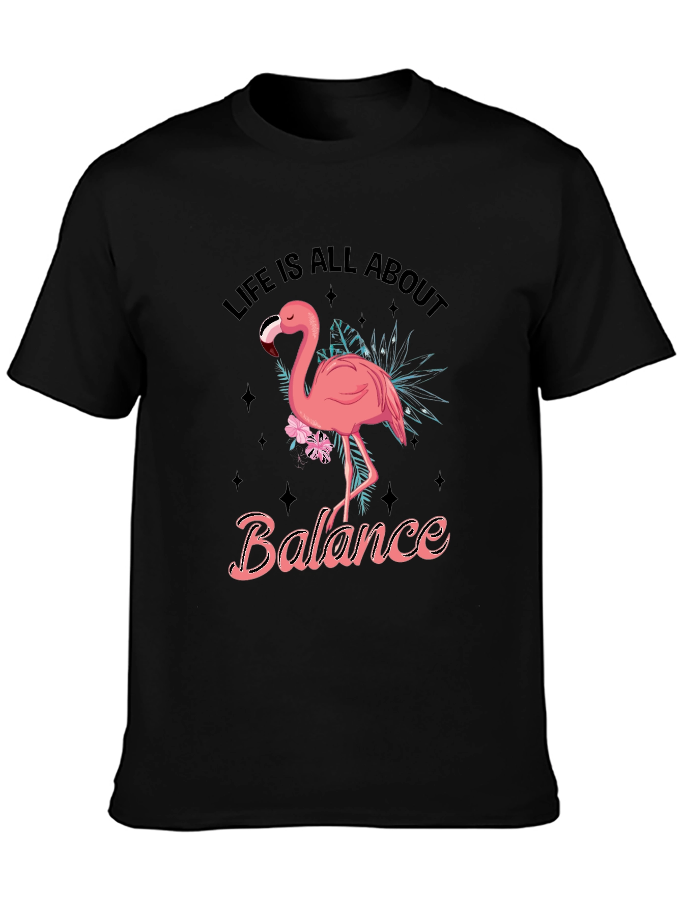 Life Balance Flamingo Graphic Tee - Black