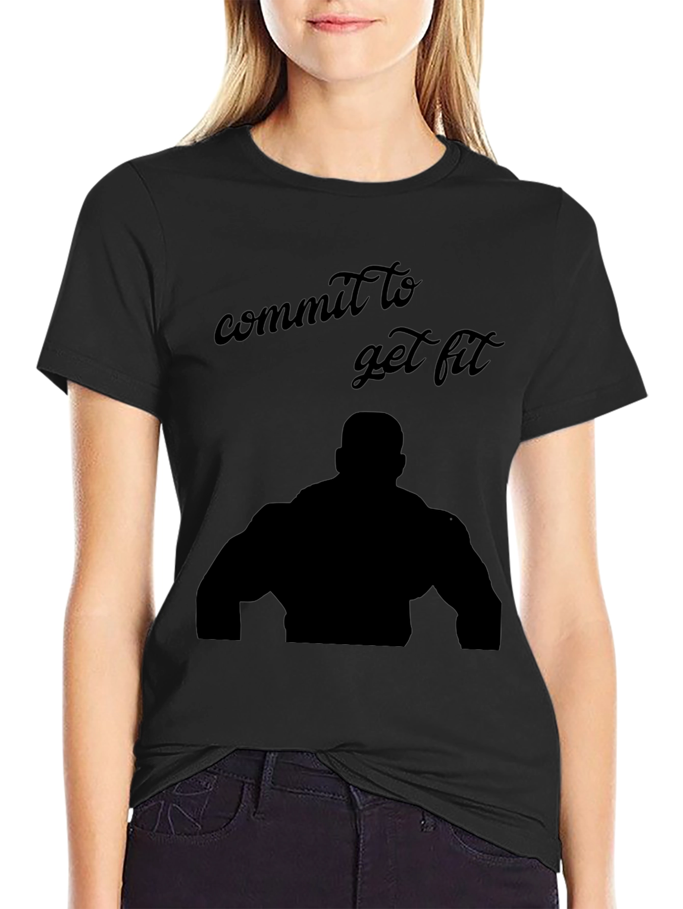 Commit to Get Fit Black T-Shirt Gym Motivation