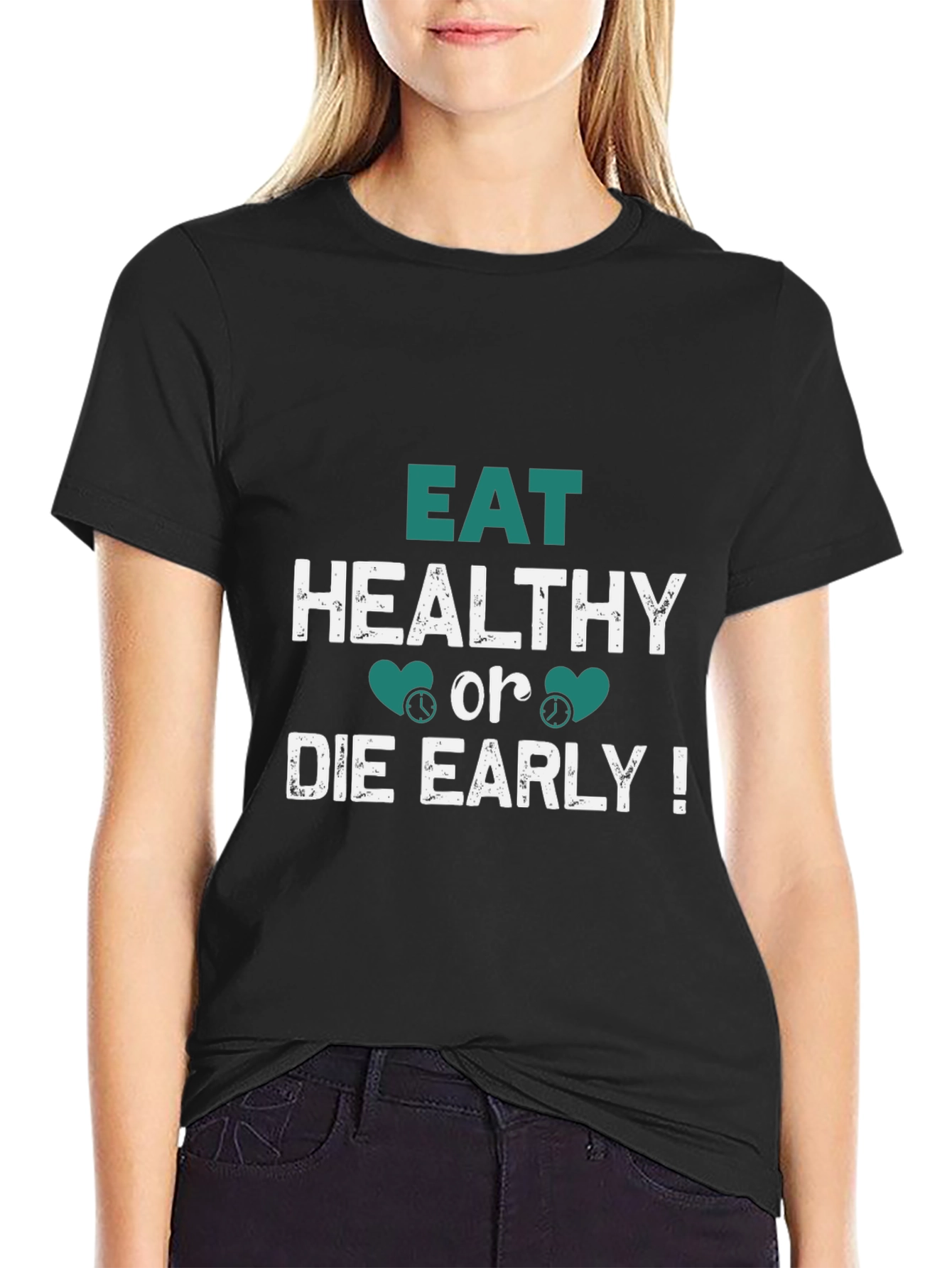 Eat Healthy Black T-Shirt