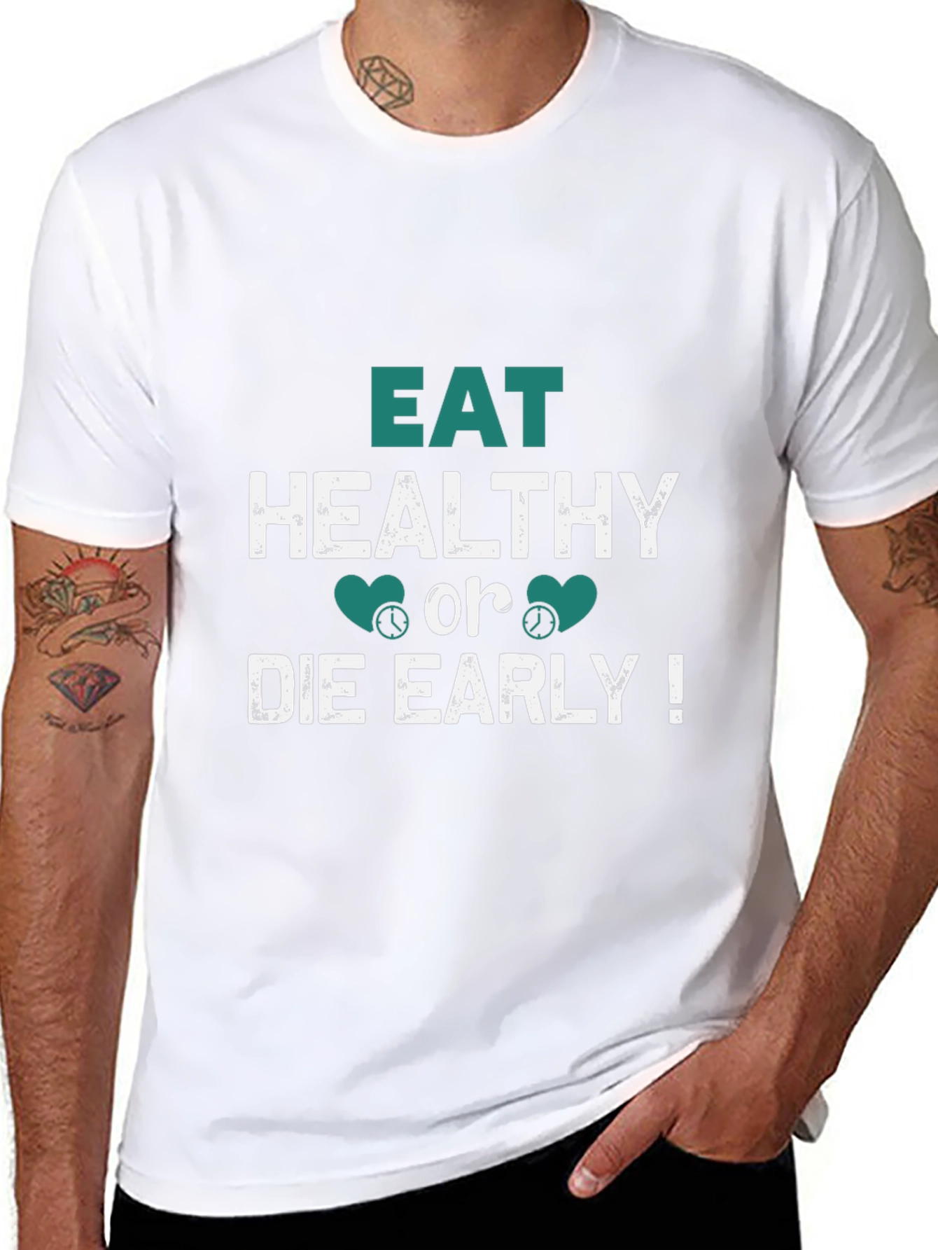 Eat Healthy Black T-Shirt