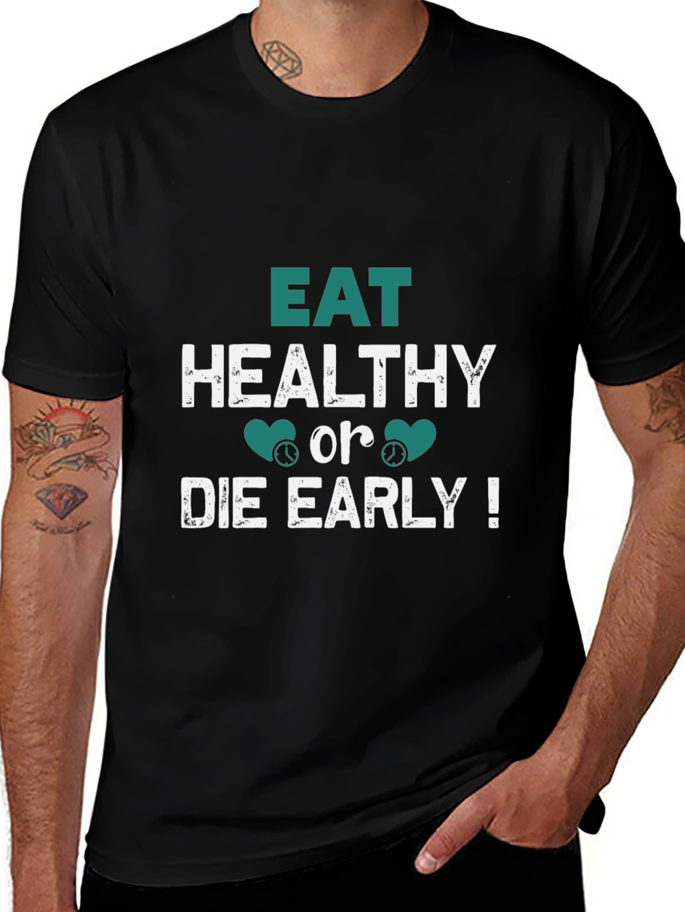 Eat Healthy Black T-Shirt