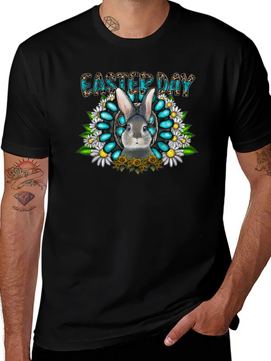 Easter Day Rabbit Graphic Tee - Black