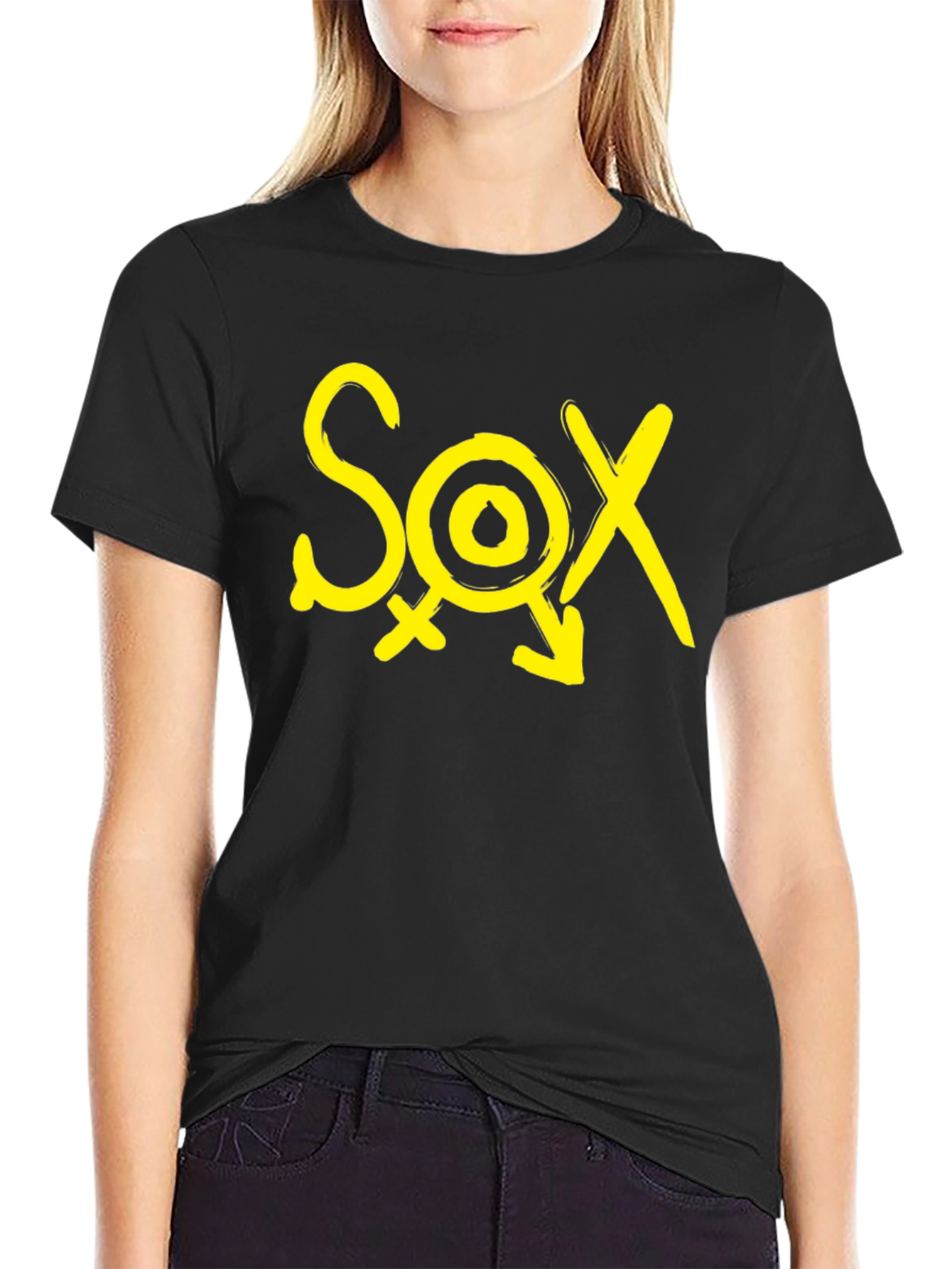 Black T-Shirt - SOX Yellow Graphic Print