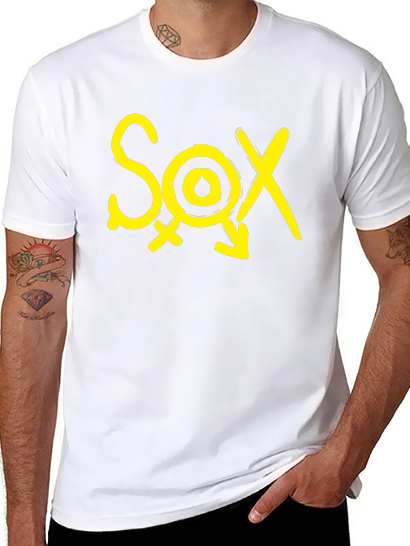 Black T-Shirt - SOX Yellow Graphic Print