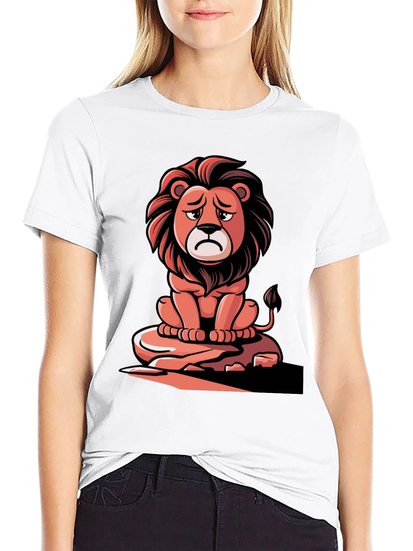 Sad Lion Graphic Tee - Unisex Black T-Shirt