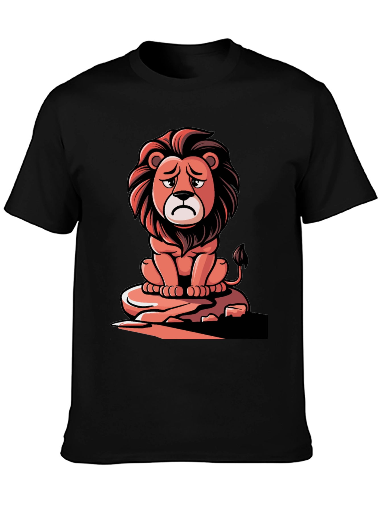 Sad Lion Graphic Tee - Unisex Black T-Shirt