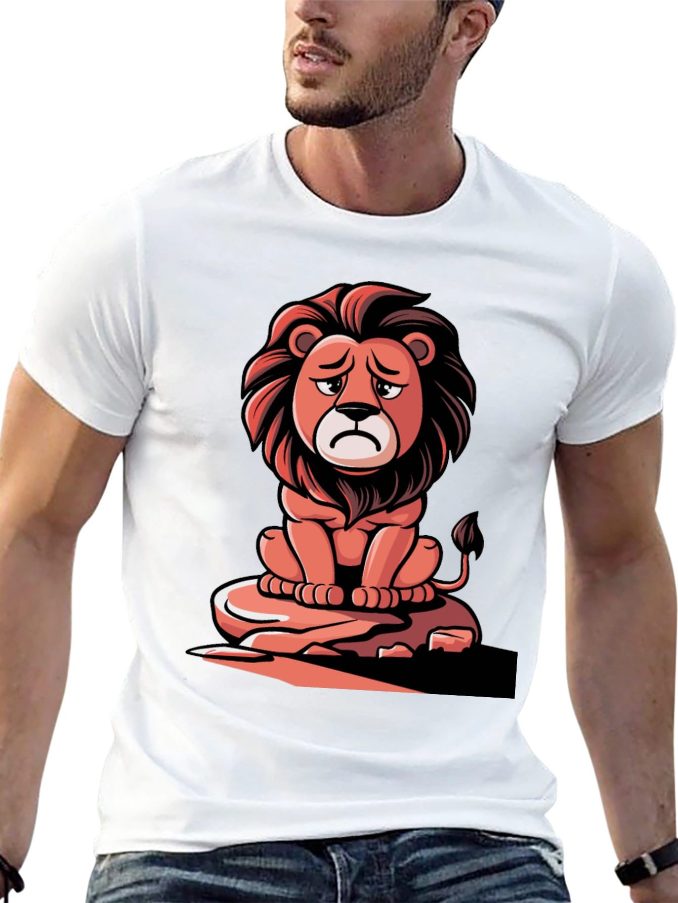 Sad Lion Graphic Tee - Unisex Black T-Shirt