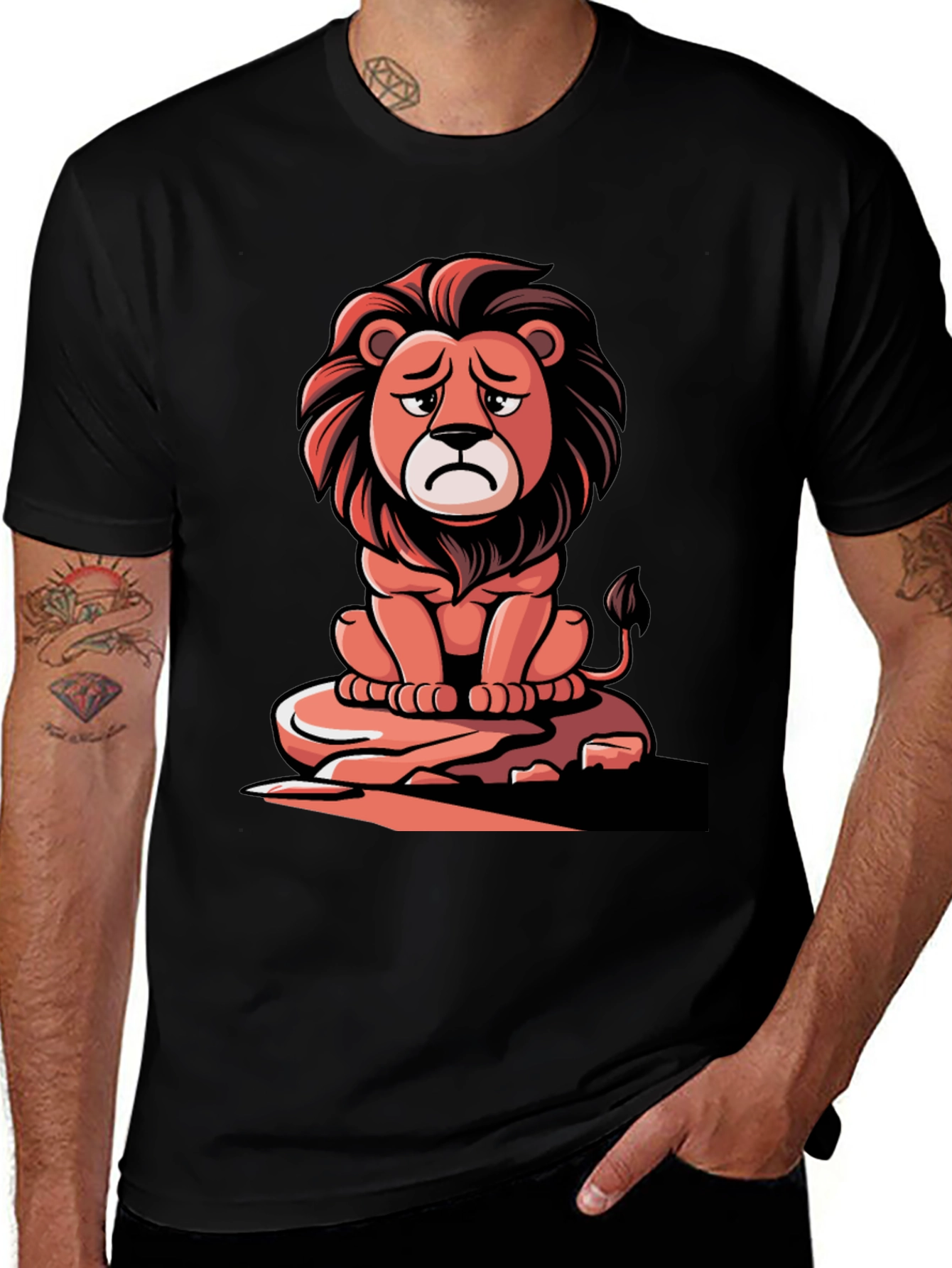 Sad Lion Graphic Tee - Unisex Black T-Shirt