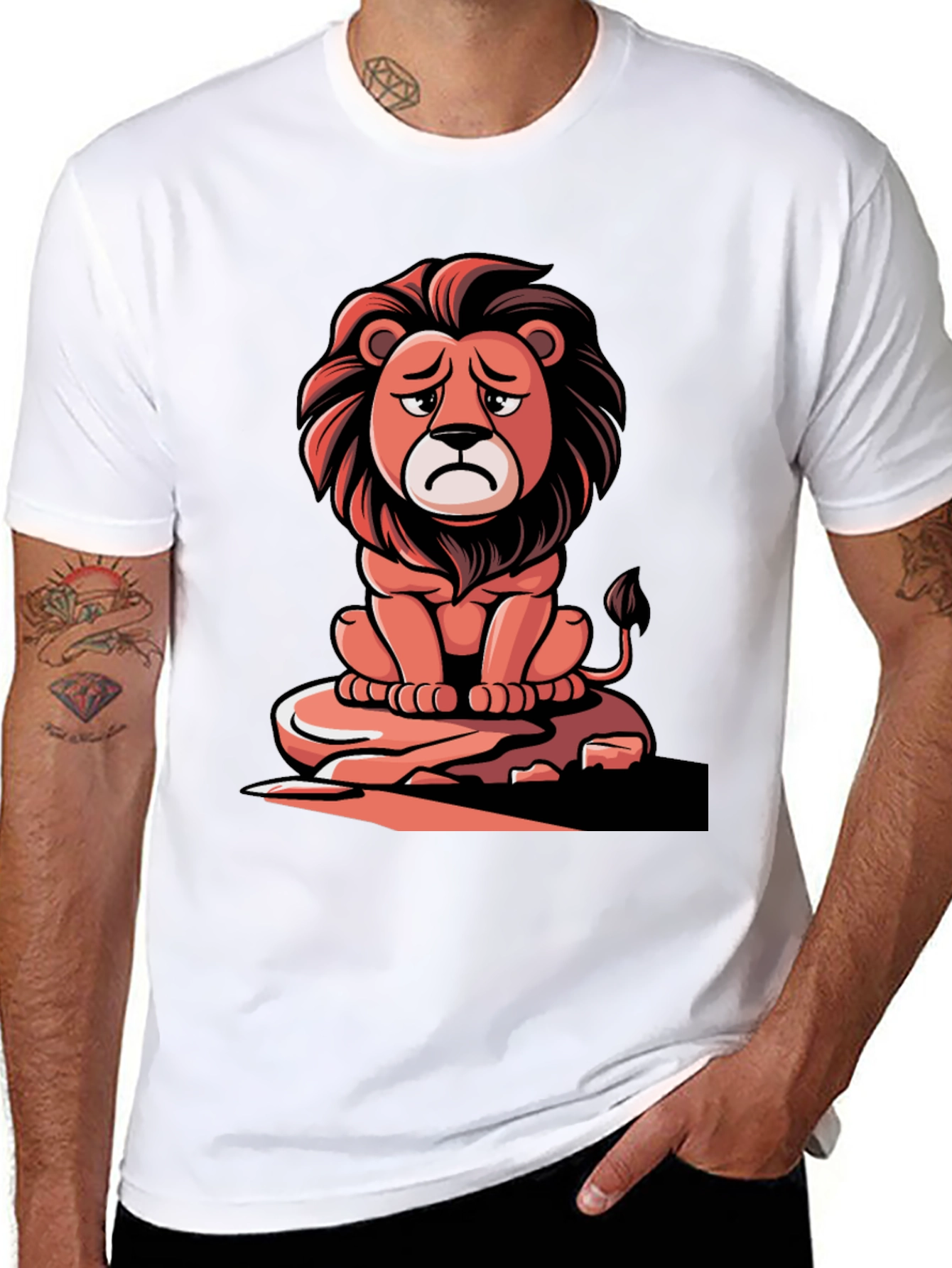 Sad Lion Graphic Tee - Unisex Black T-Shirt