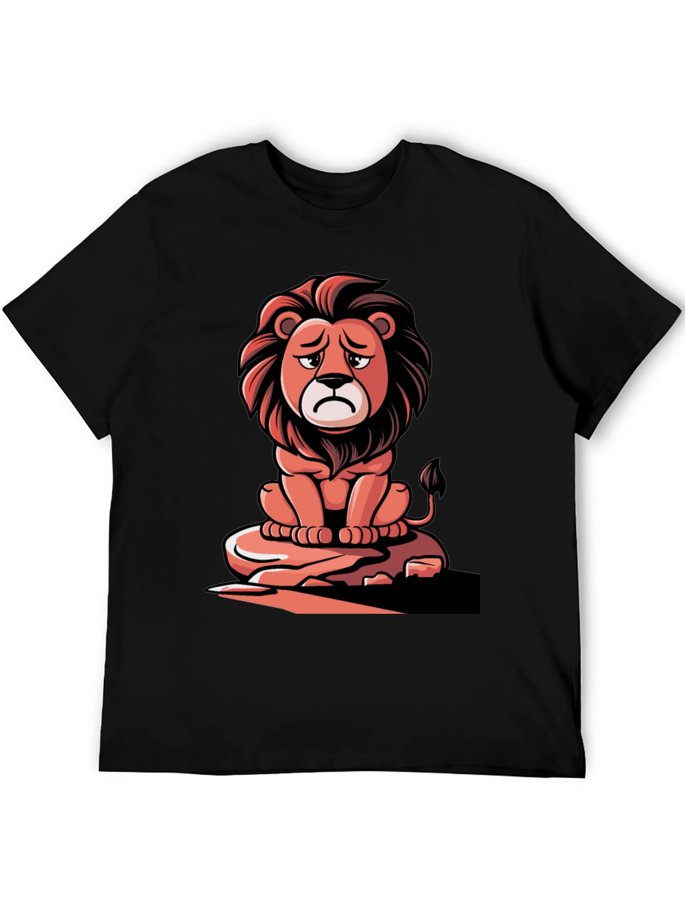Sad Lion Graphic Tee - Unisex Black T-Shirt