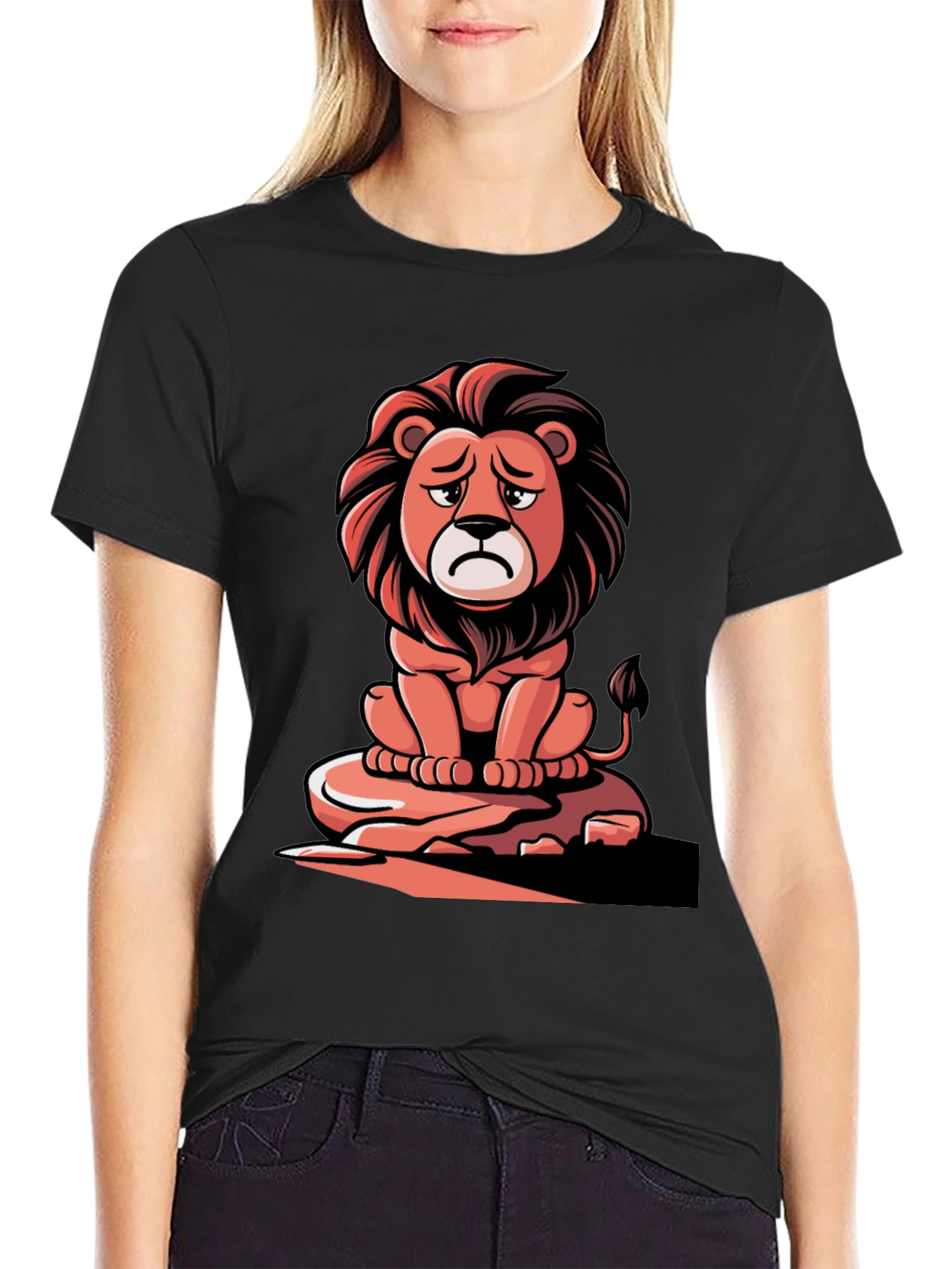 Sad Lion Graphic Tee - Unisex Black T-Shirt